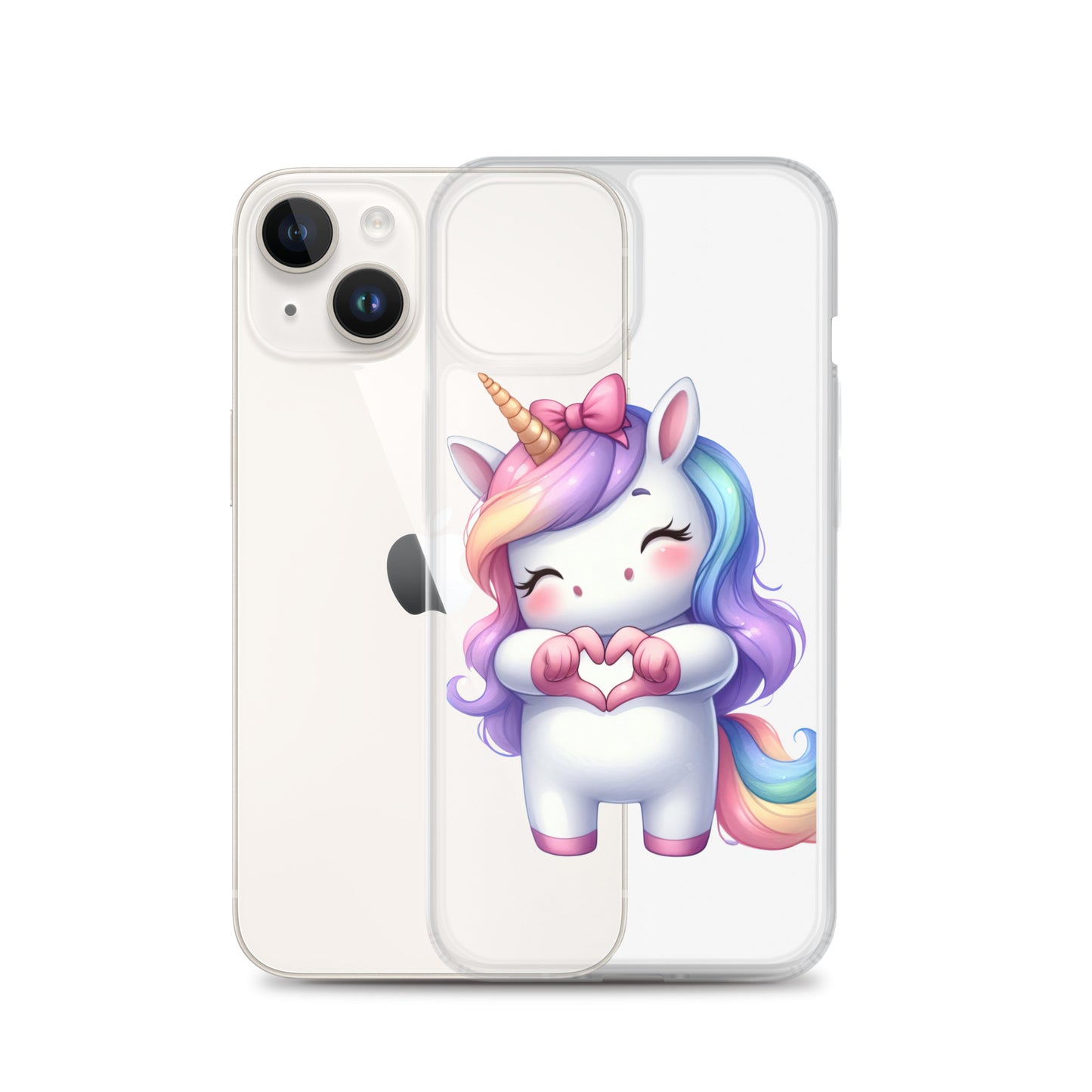 Unicorn with Heart Hands Clear Case for iPhone®