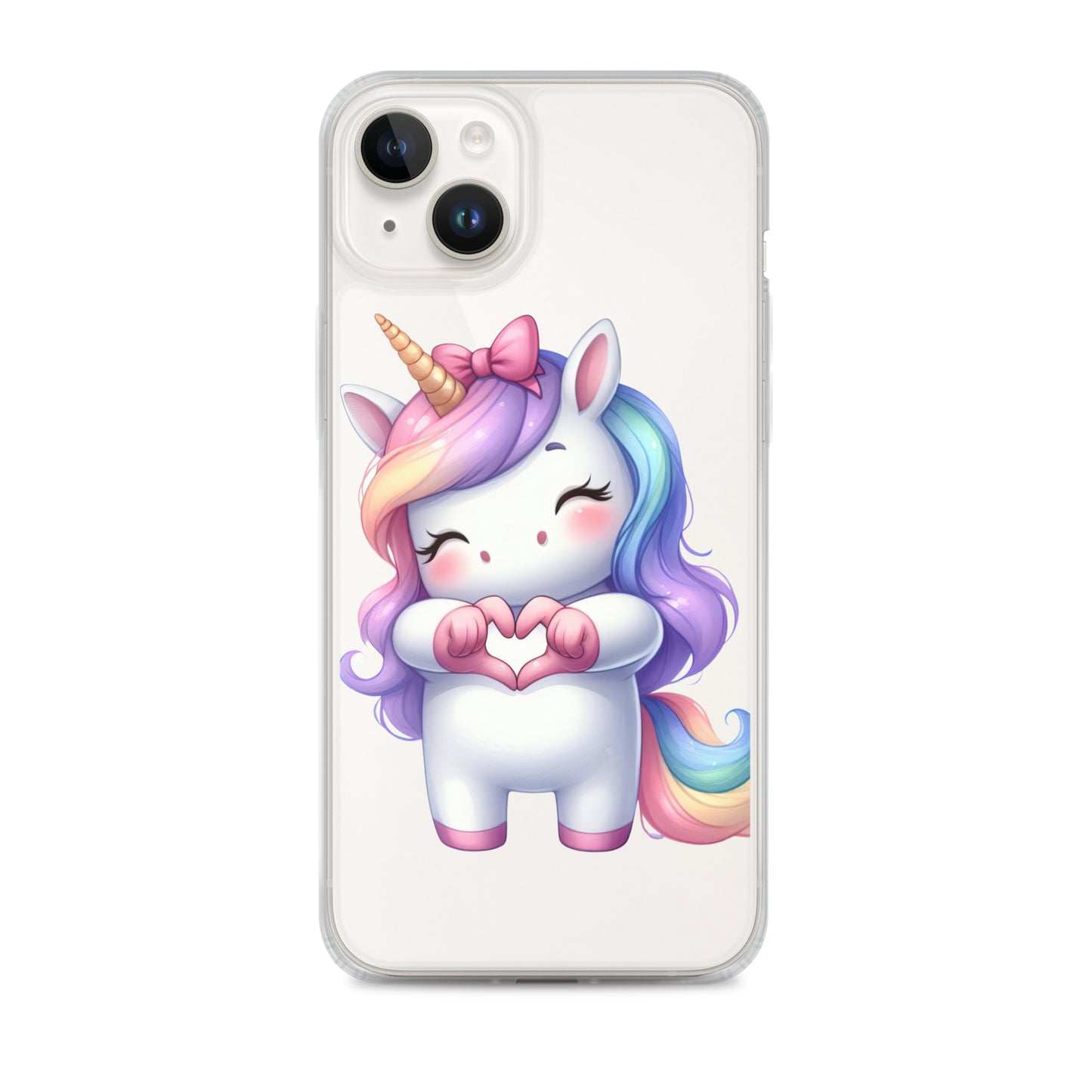 Unicorn with Heart Hands Clear Case for iPhone®