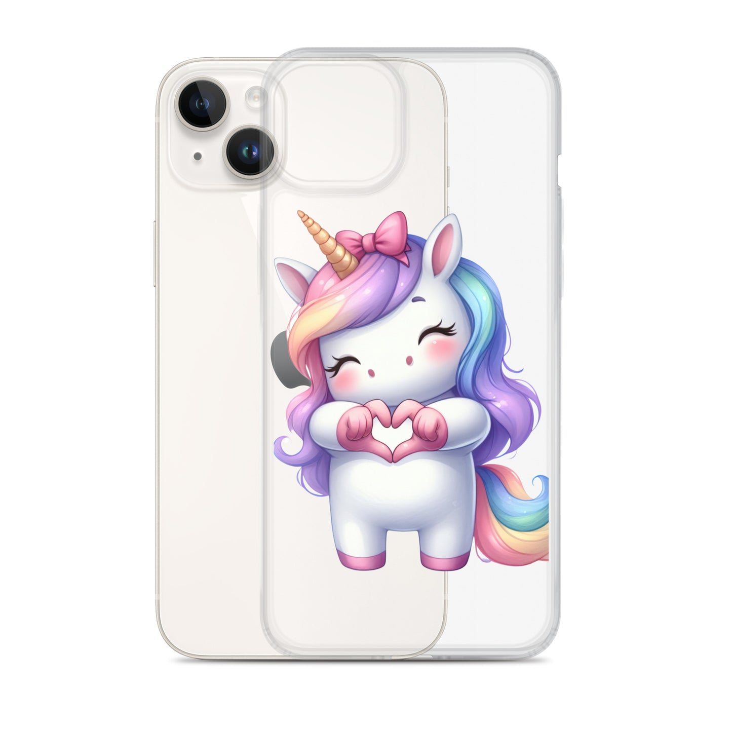 Unicorn with Heart Hands Clear Case for iPhone®