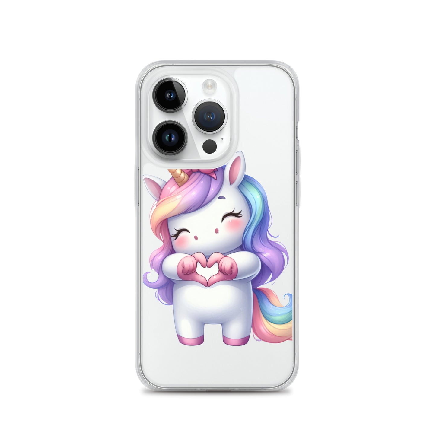 Unicorn with Heart Hands Clear Case for iPhone®