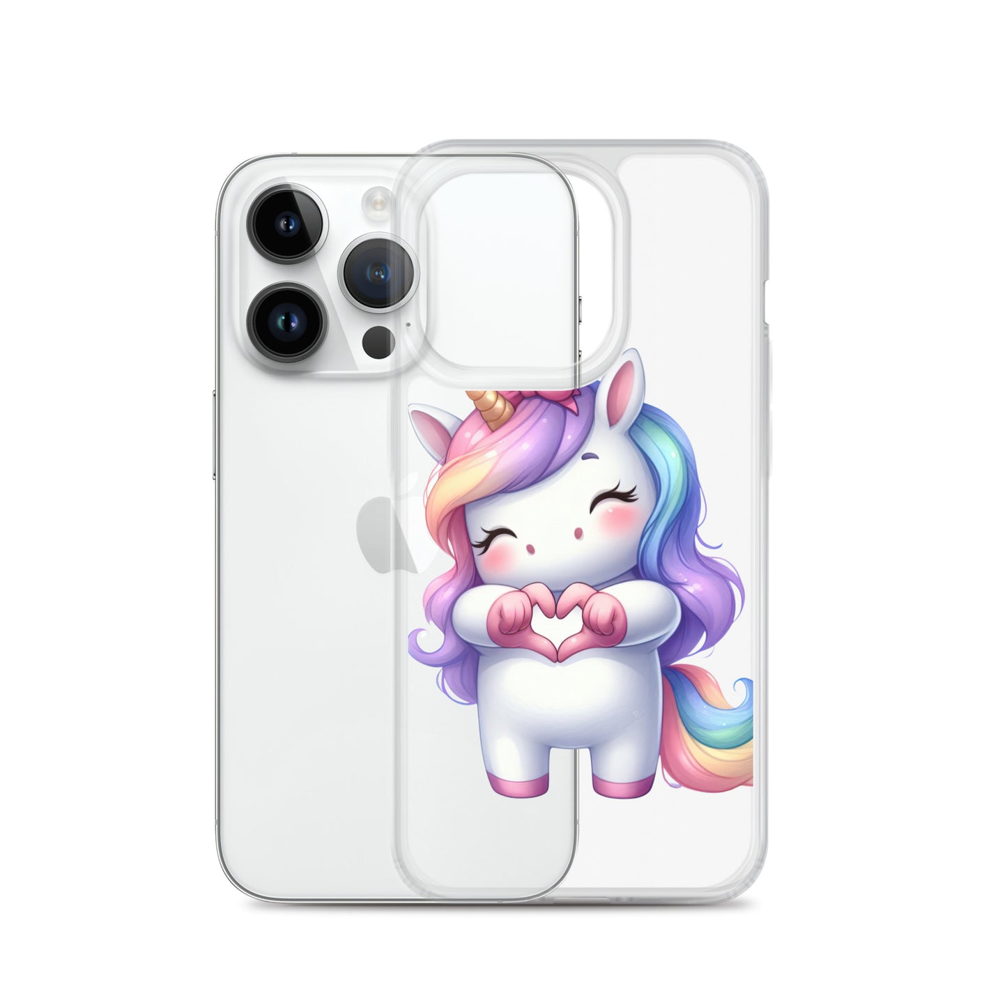 Unicorn with Heart Hands Clear Case for iPhone®