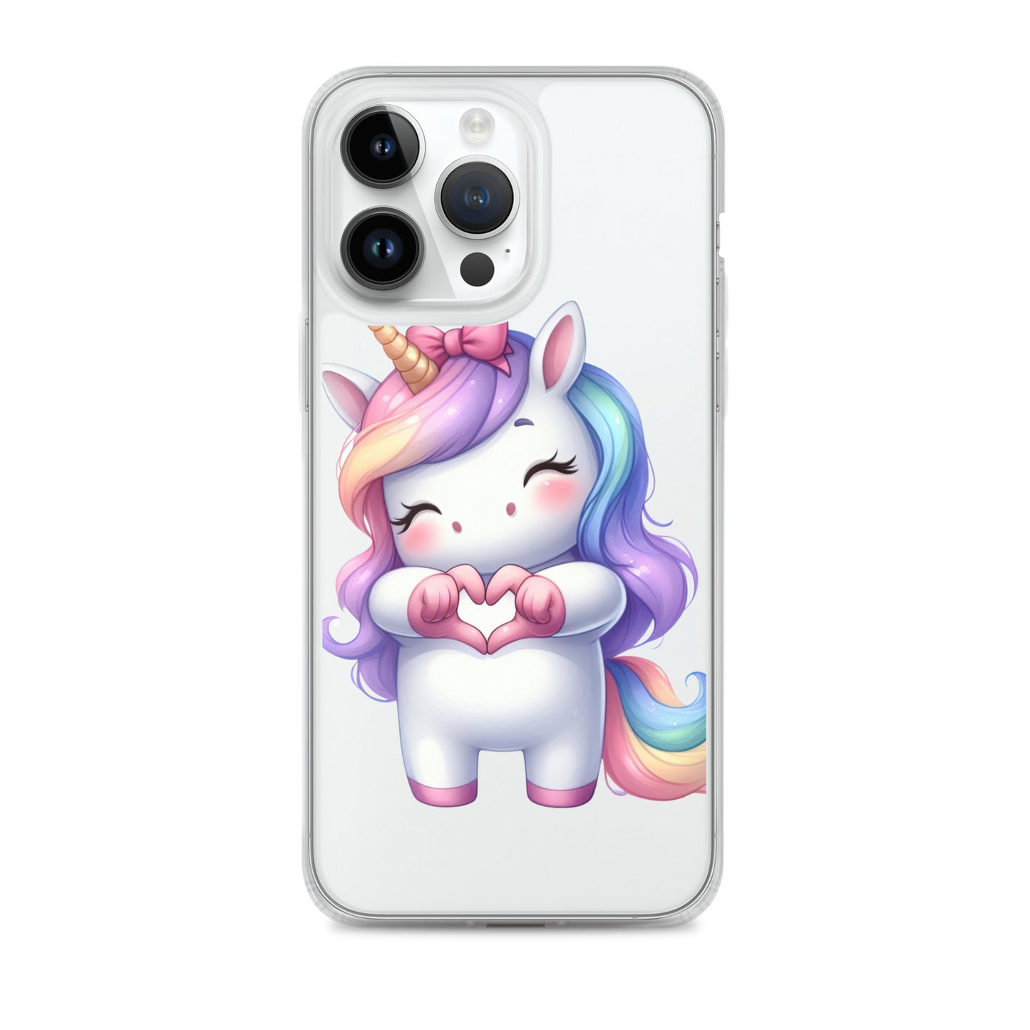 Unicorn with Heart Hands Clear Case for iPhone®