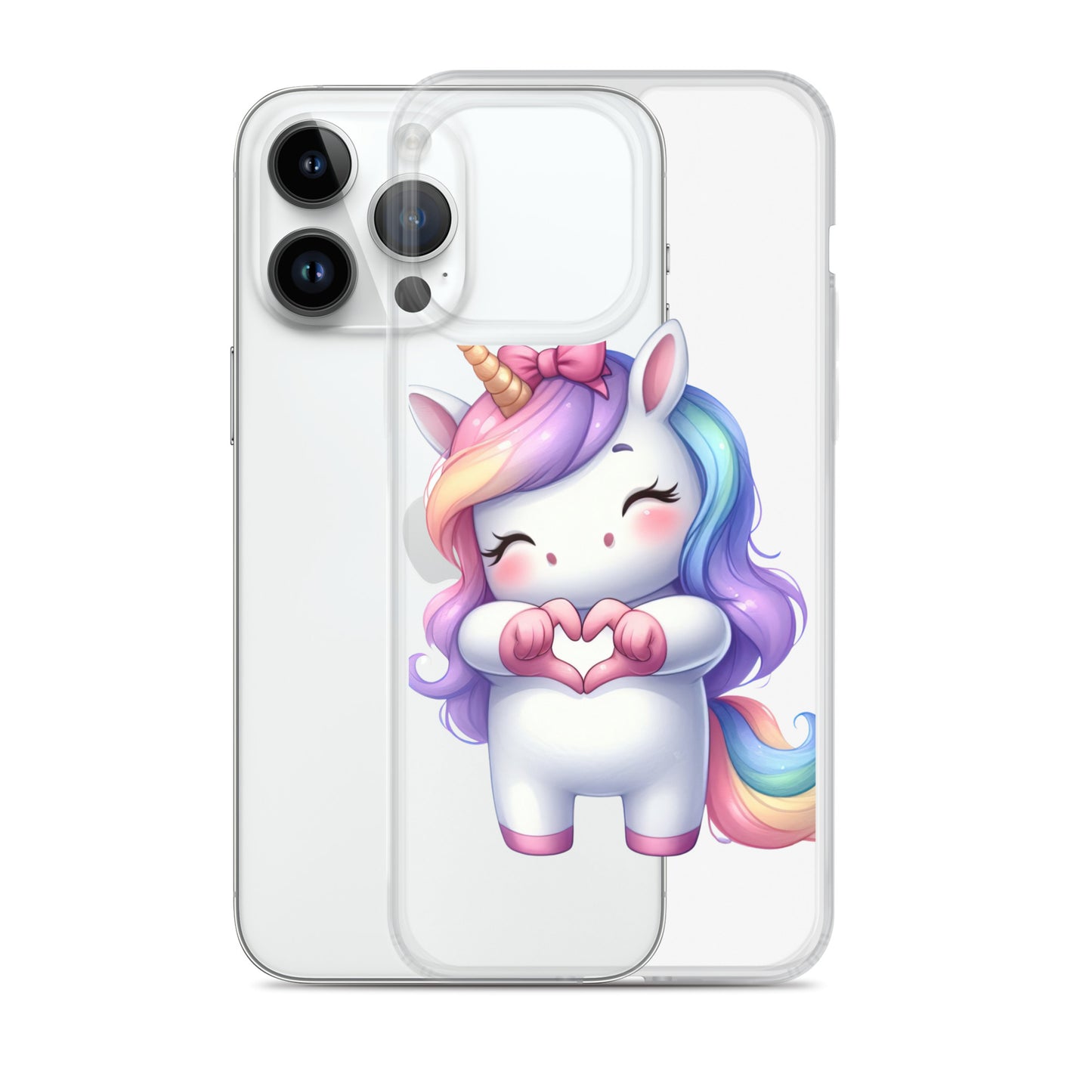 Unicorn with Heart Hands Clear Case for iPhone®