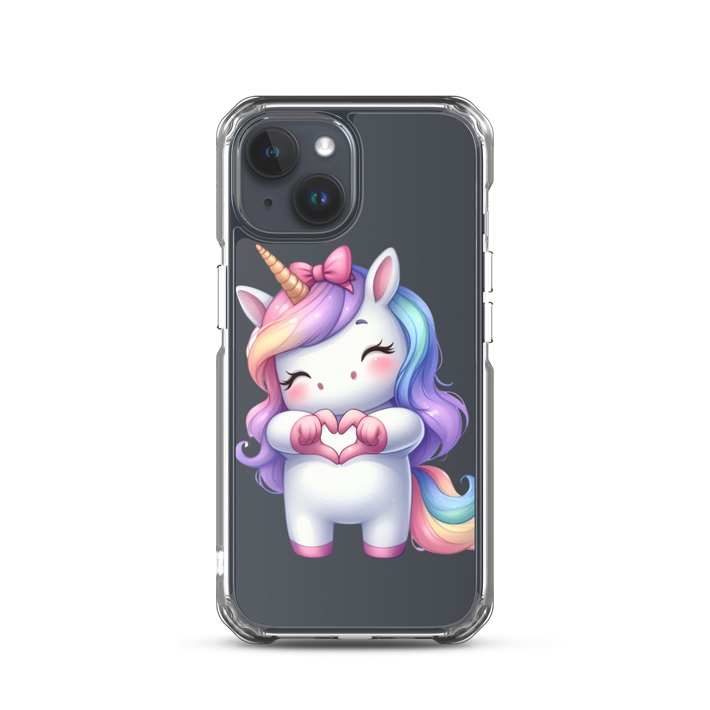 Unicorn with Heart Hands Clear Case for iPhone®