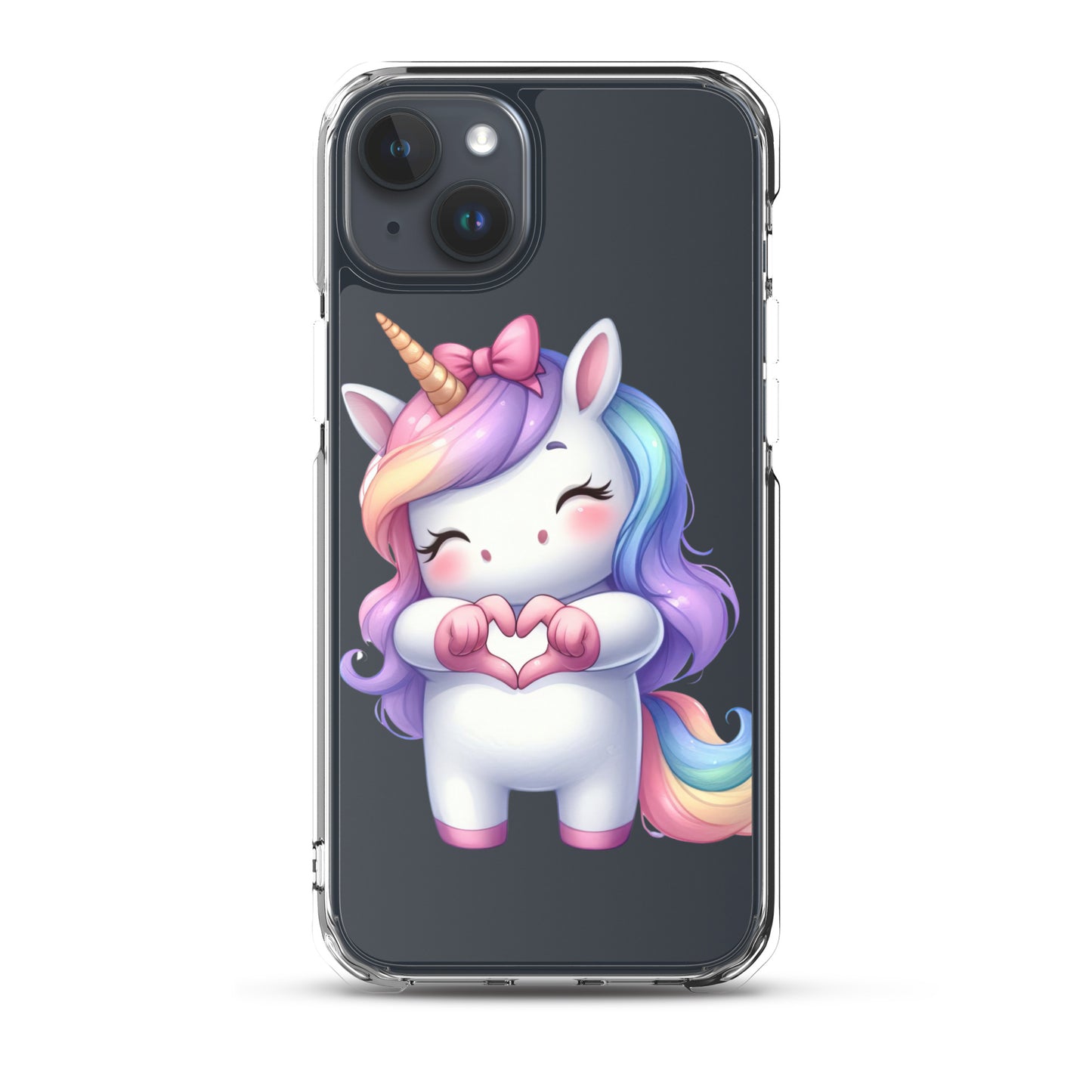 Unicorn with Heart Hands Clear Case for iPhone®