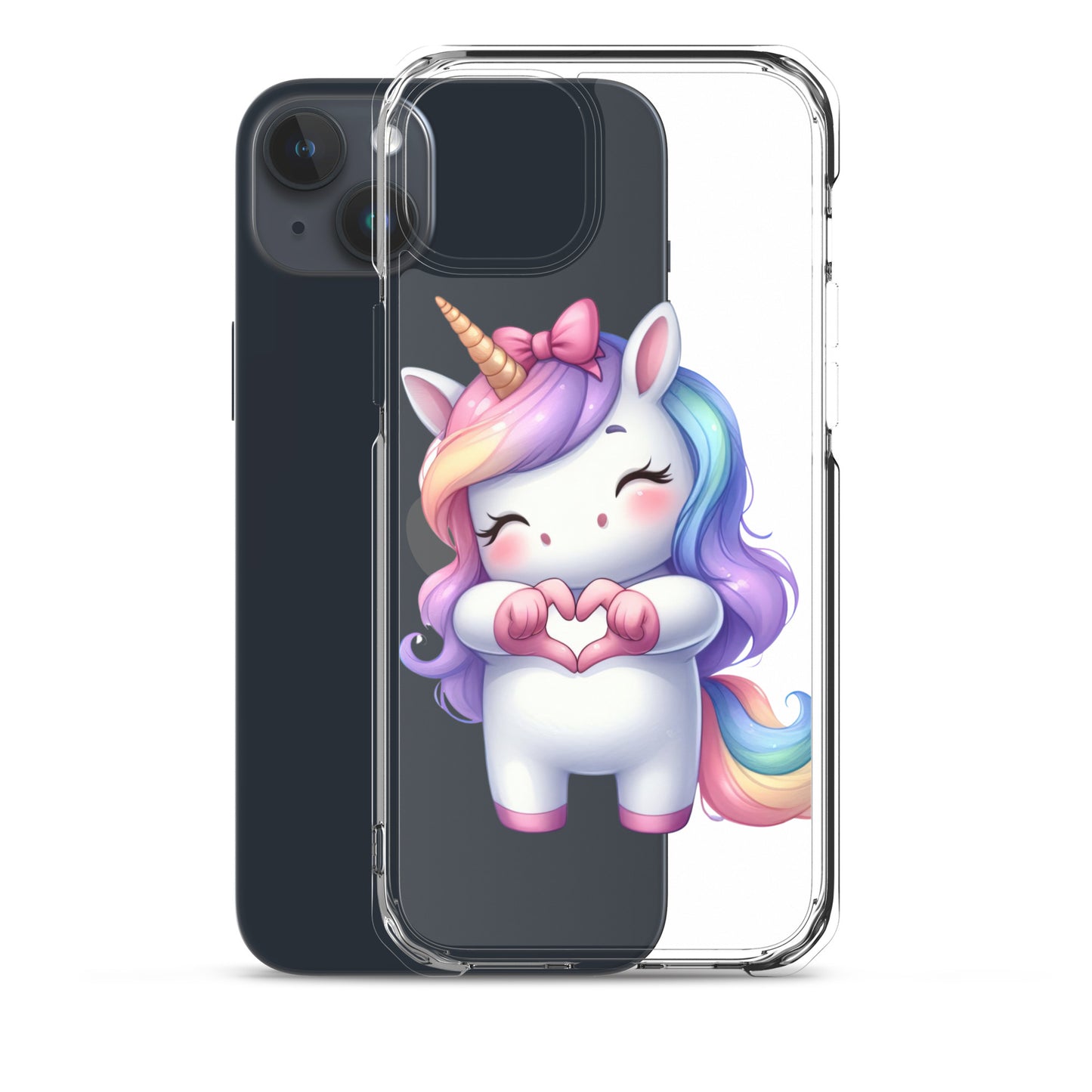 Unicorn with Heart Hands Clear Case for iPhone®