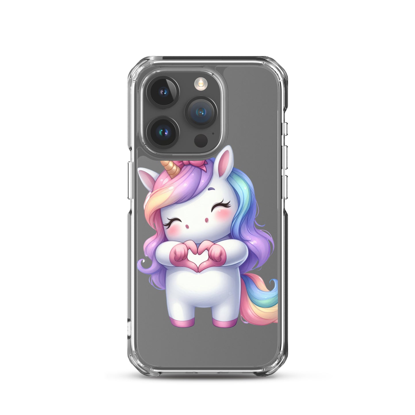 Unicorn with Heart Hands Clear Case for iPhone®