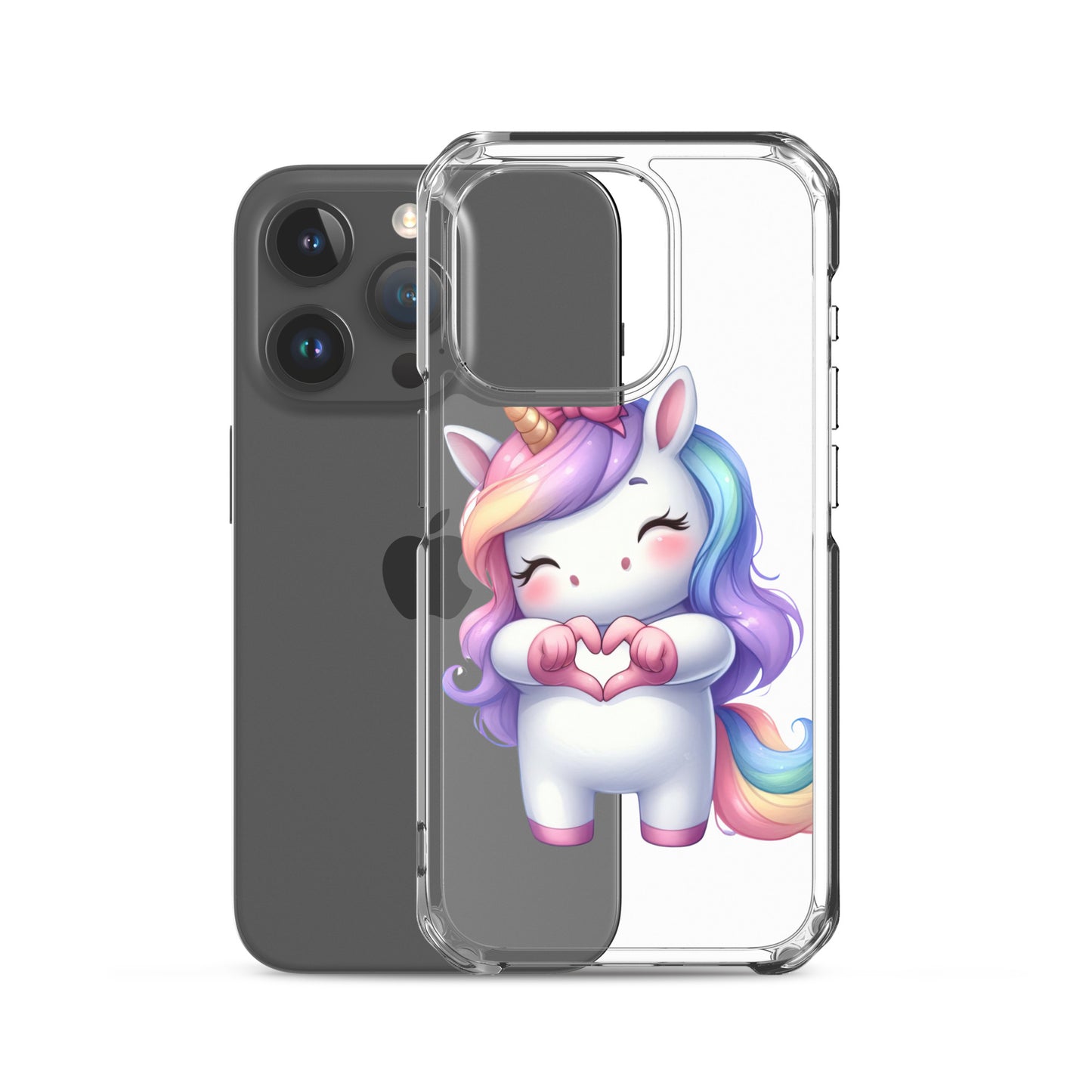 Unicorn with Heart Hands Clear Case for iPhone®