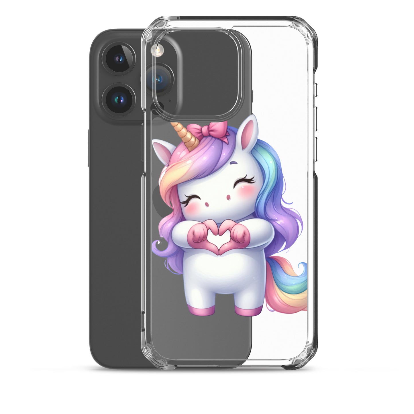 Unicorn with Heart Hands Clear Case for iPhone®