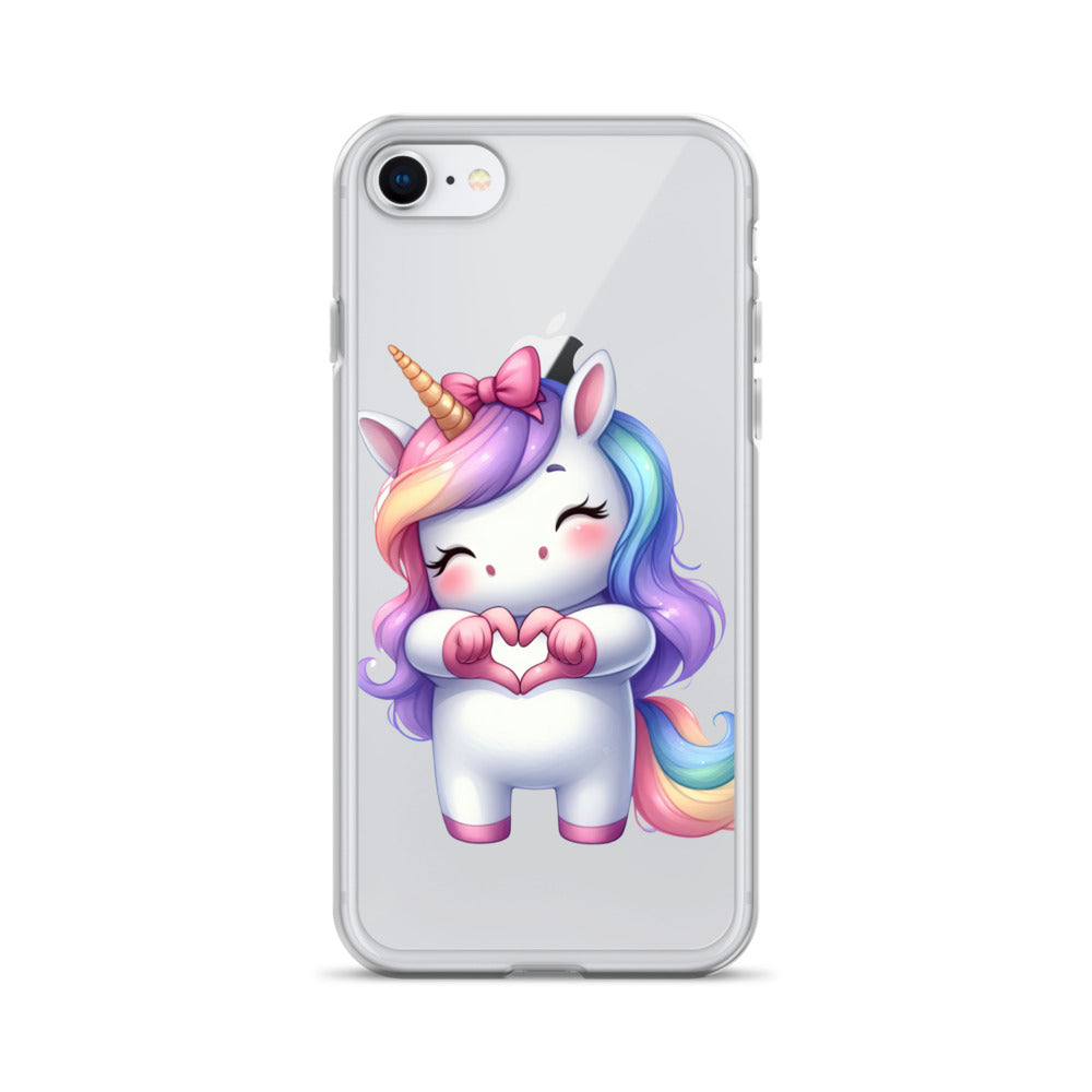 Unicorn with Heart Hands Clear Case for iPhone®