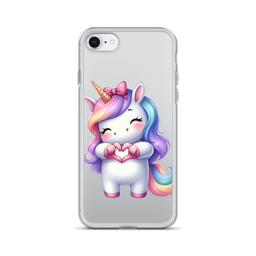 Unicorn with Heart Hands Clear Case for iPhone®