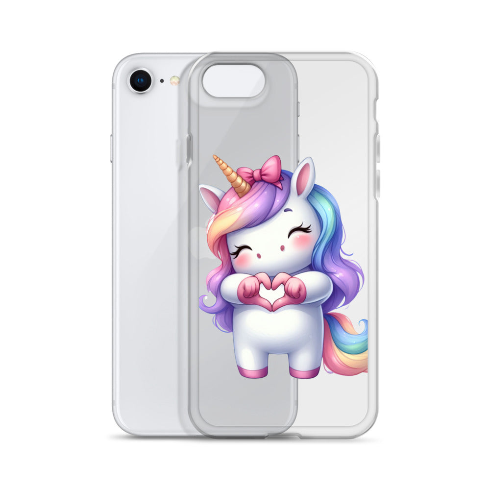 Unicorn with Heart Hands Clear Case for iPhone®