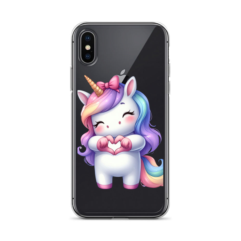 Unicorn with Heart Hands Clear Case for iPhone®