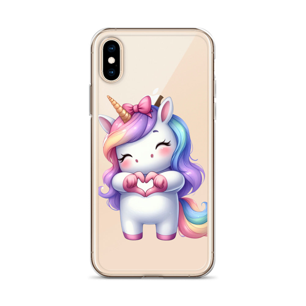 Unicorn with Heart Hands Clear Case for iPhone®