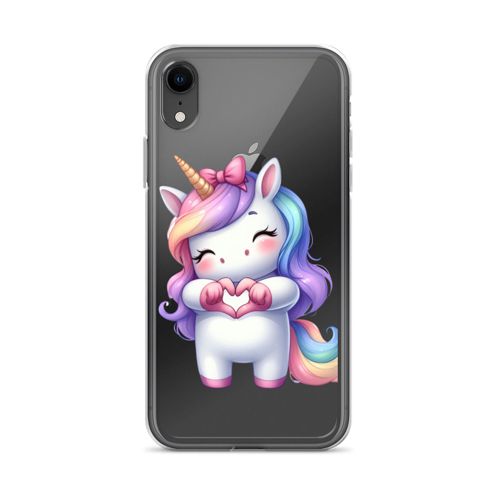 Unicorn with Heart Hands Clear Case for iPhone®