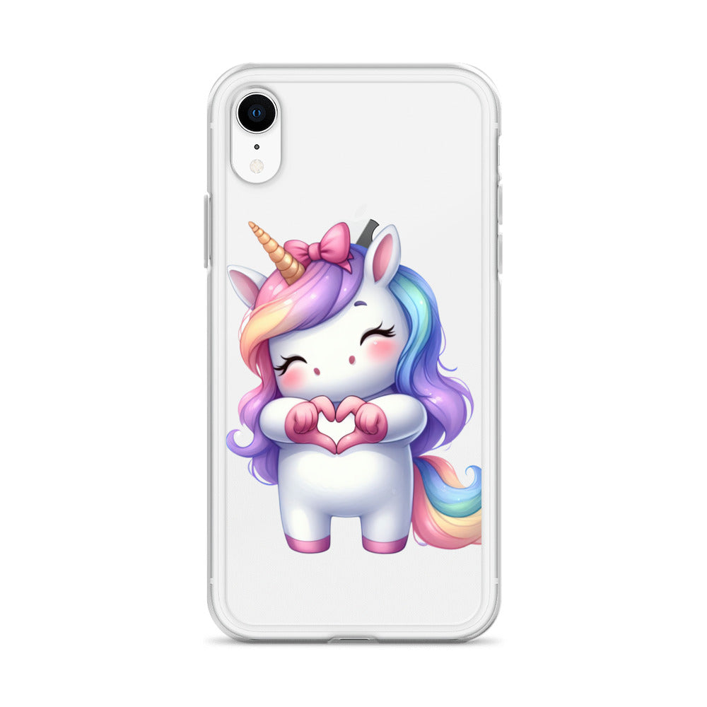 Unicorn with Heart Hands Clear Case for iPhone®