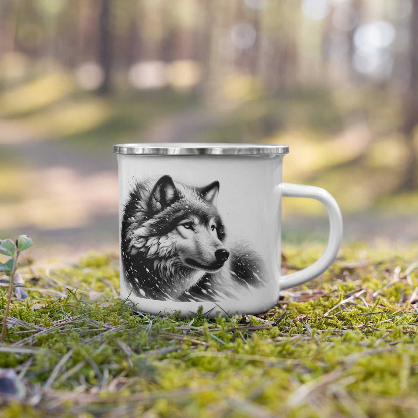 Enamel Mug Snow Wolf 07