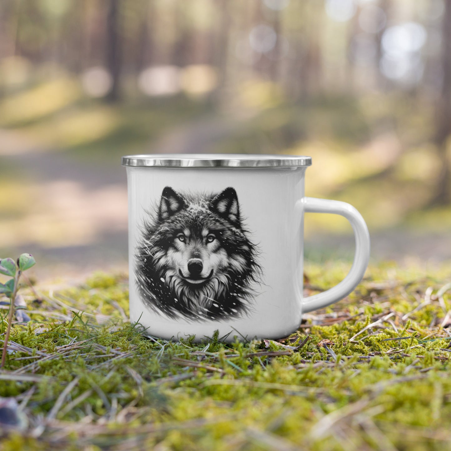 Enamel Mug Snow Wolf 04