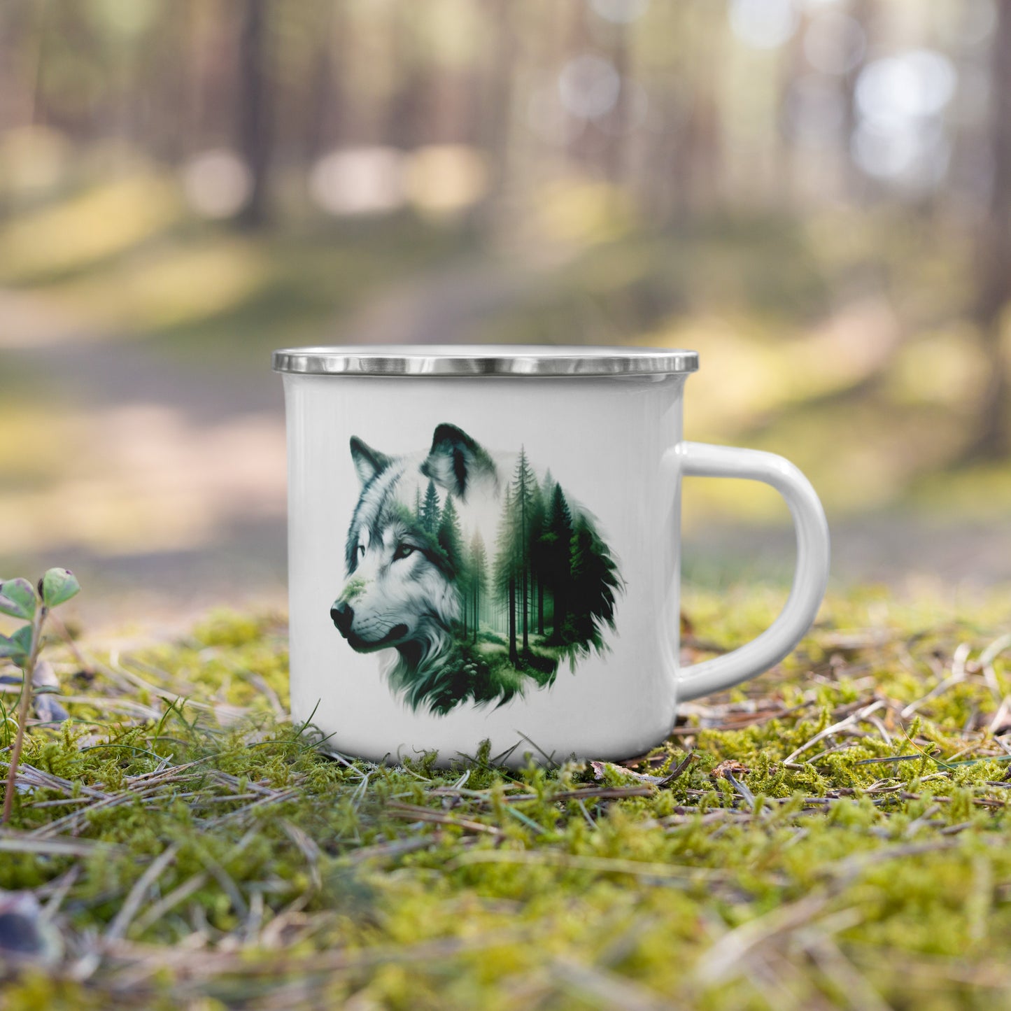 Enamel Mug Wolf in the Green