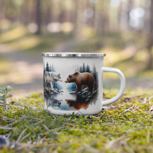 Enamel Mug Wolf Power & Strength 01