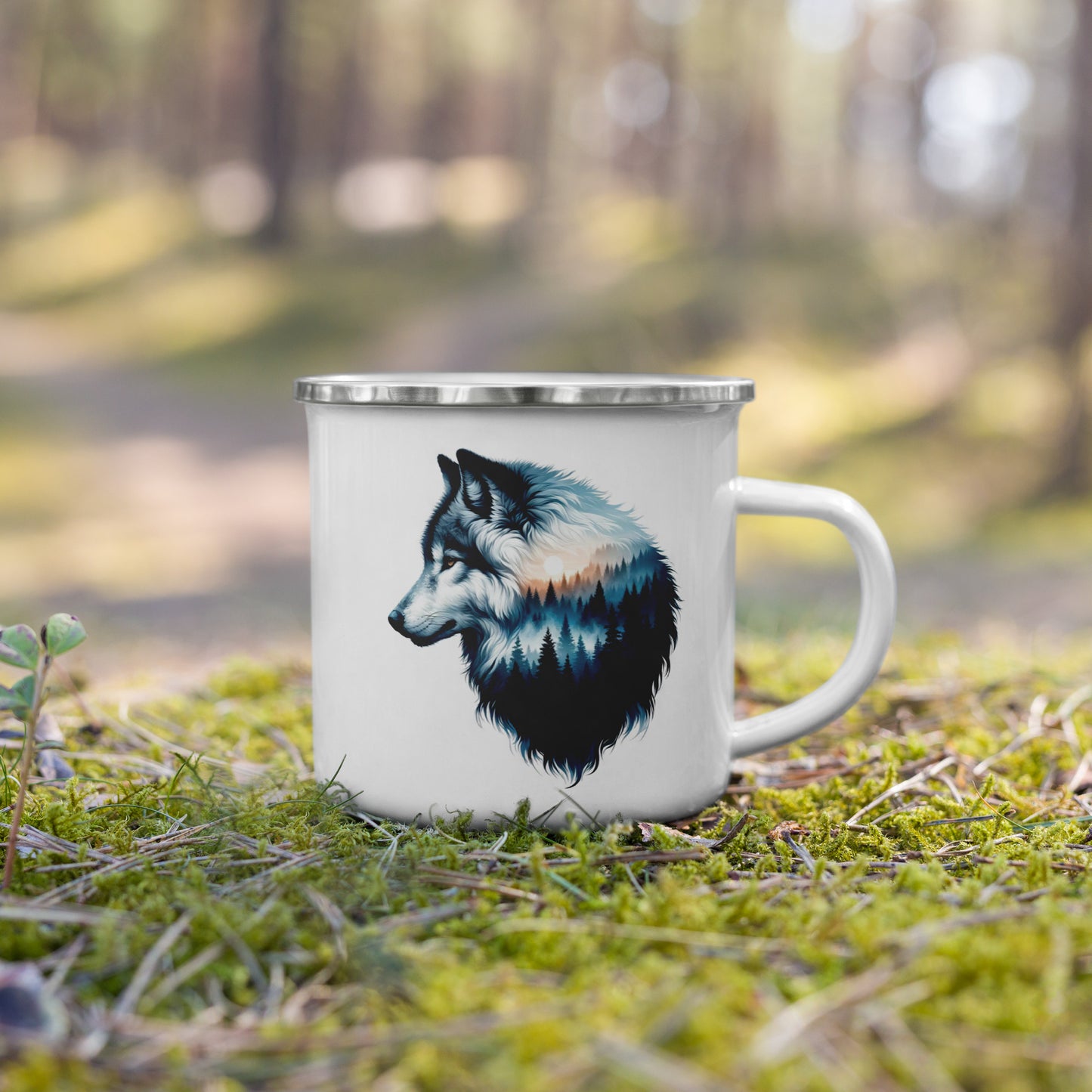 Enamel Mug Wolf  at Dawns First Light