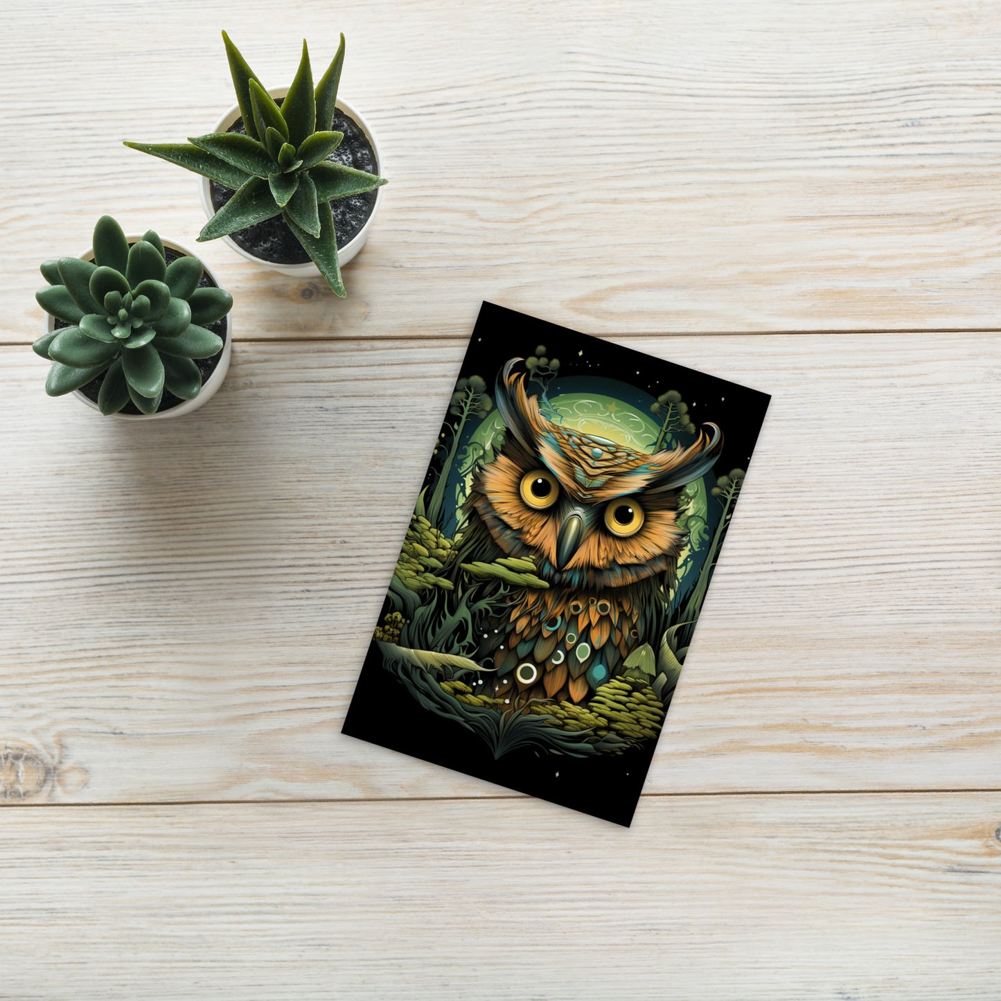 Owl Forrest Green - Standard Postcard