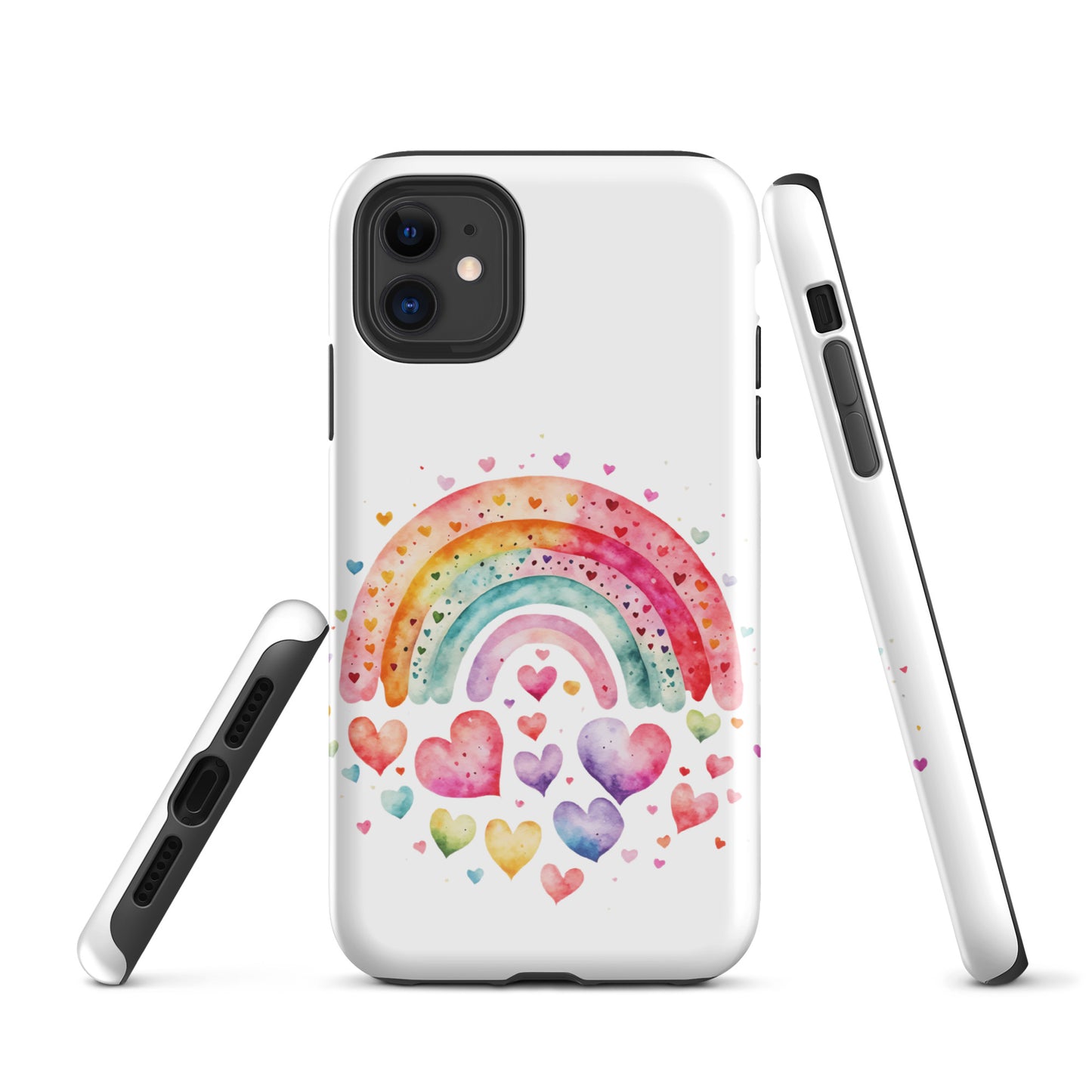 Tough Case for iPhone® "Rainbows & Hearts" Falling Hearts