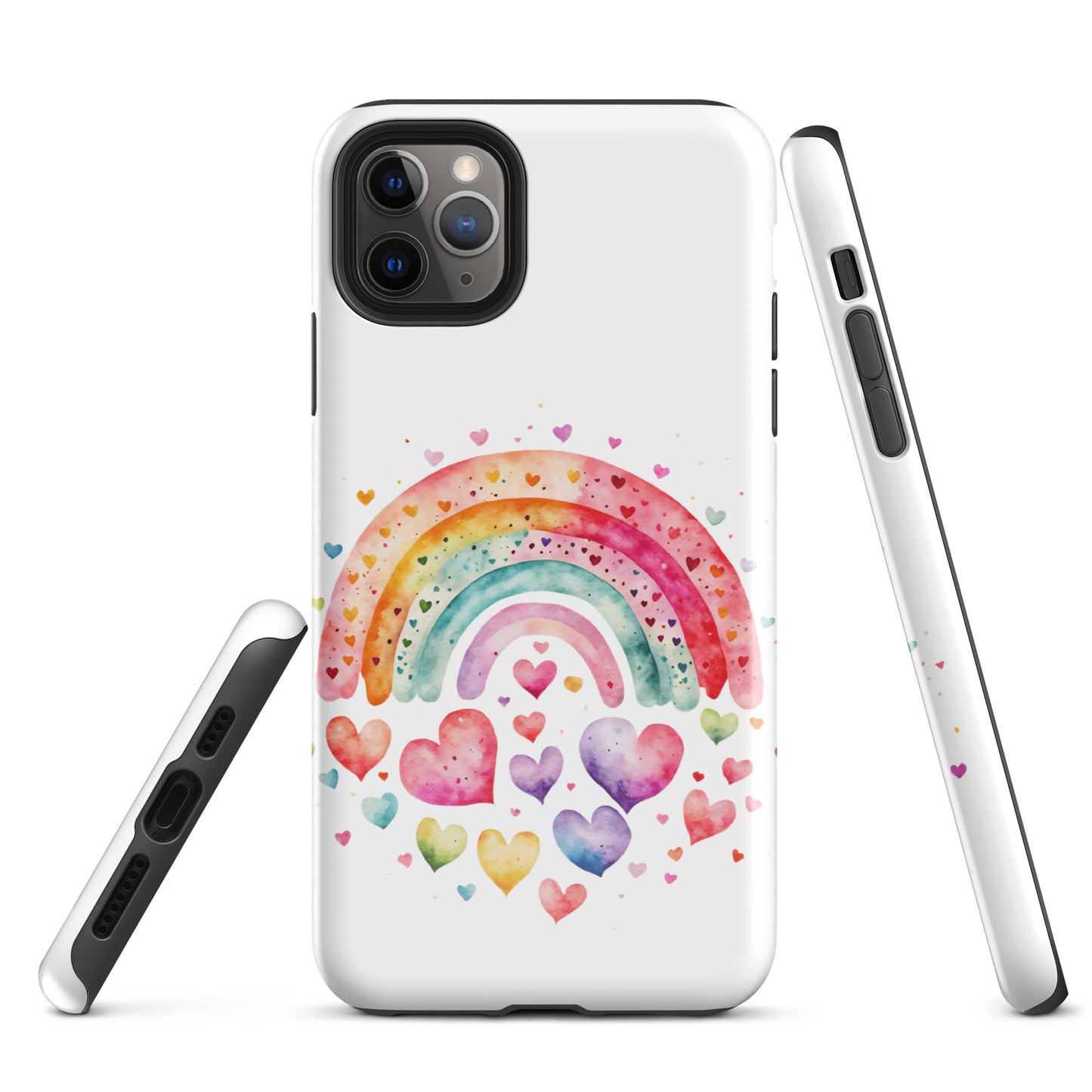 Tough Case for iPhone® "Rainbows & Hearts" Falling Hearts