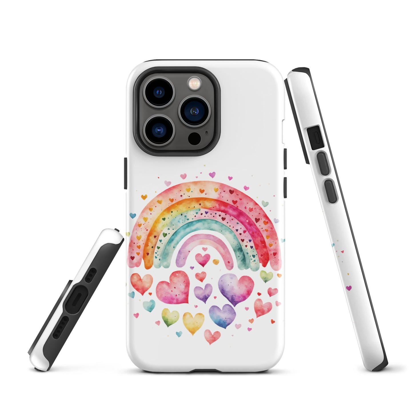 Tough Case for iPhone® "Rainbows & Hearts" Falling Hearts