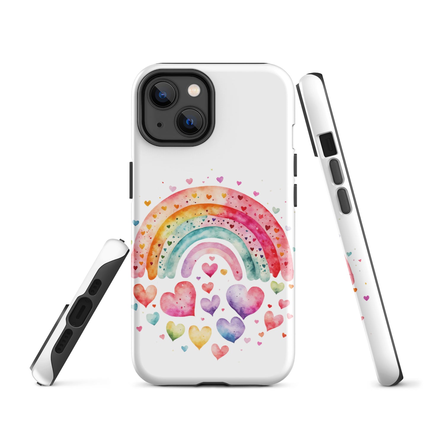 Tough Case for iPhone® "Rainbows & Hearts" Falling Hearts