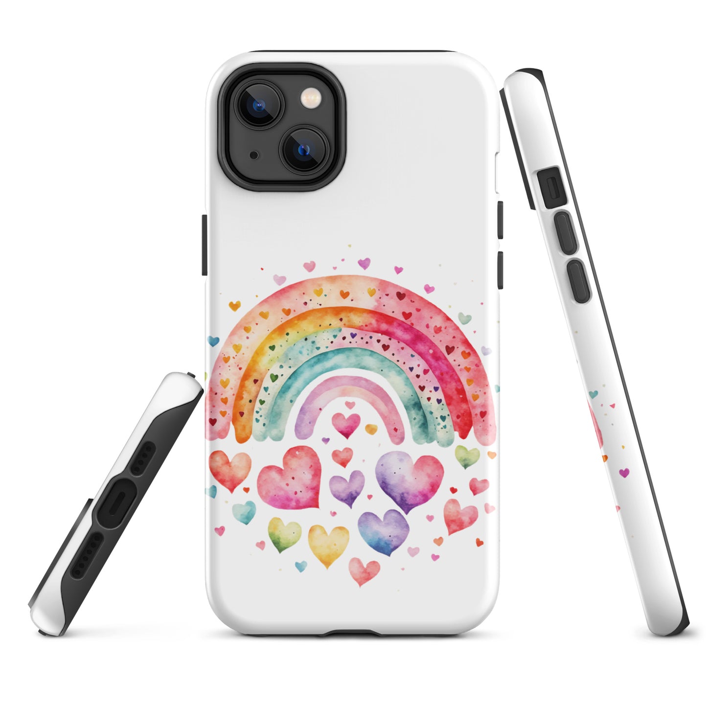 Tough Case for iPhone® "Rainbows & Hearts" Falling Hearts