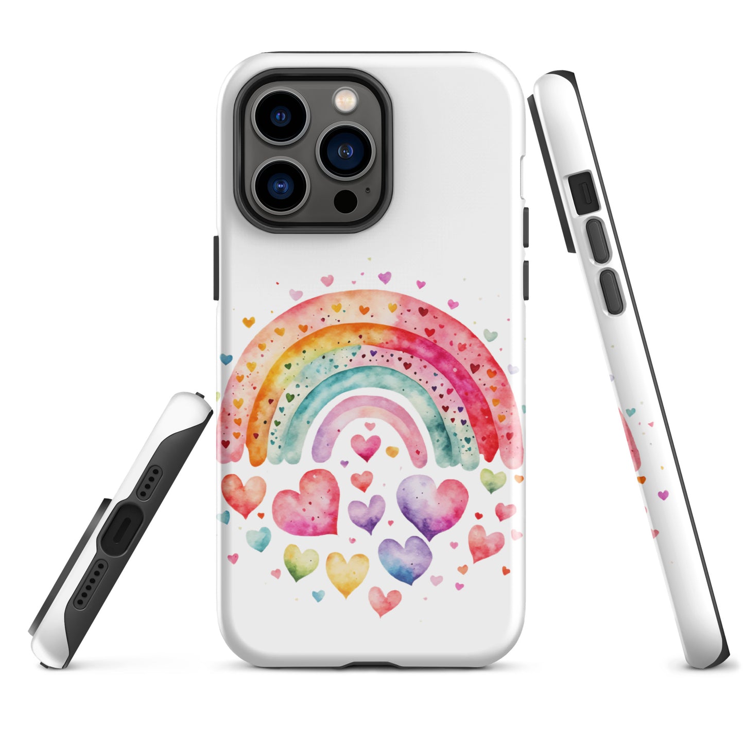 Tough Case for iPhone® "Rainbows & Hearts" Falling Hearts