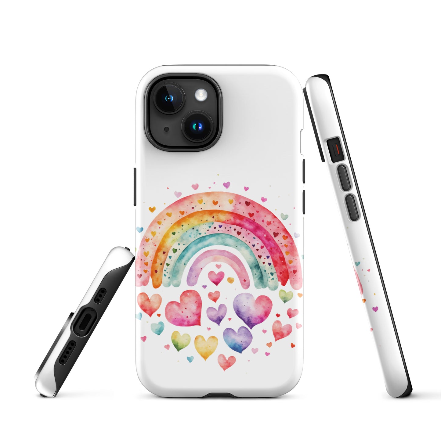 Tough Case for iPhone® "Rainbows & Hearts" Falling Hearts