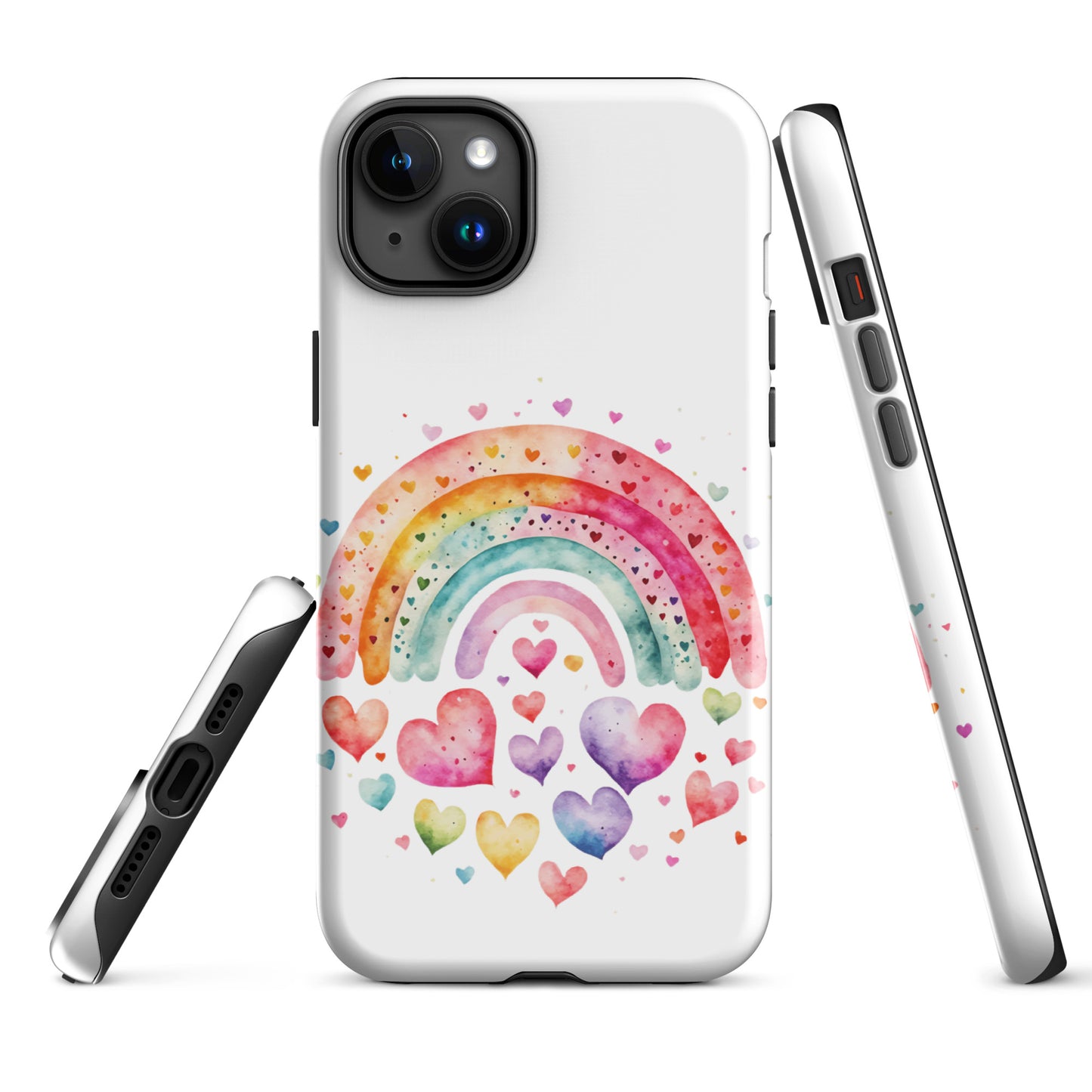 Tough Case for iPhone® "Rainbows & Hearts" Falling Hearts