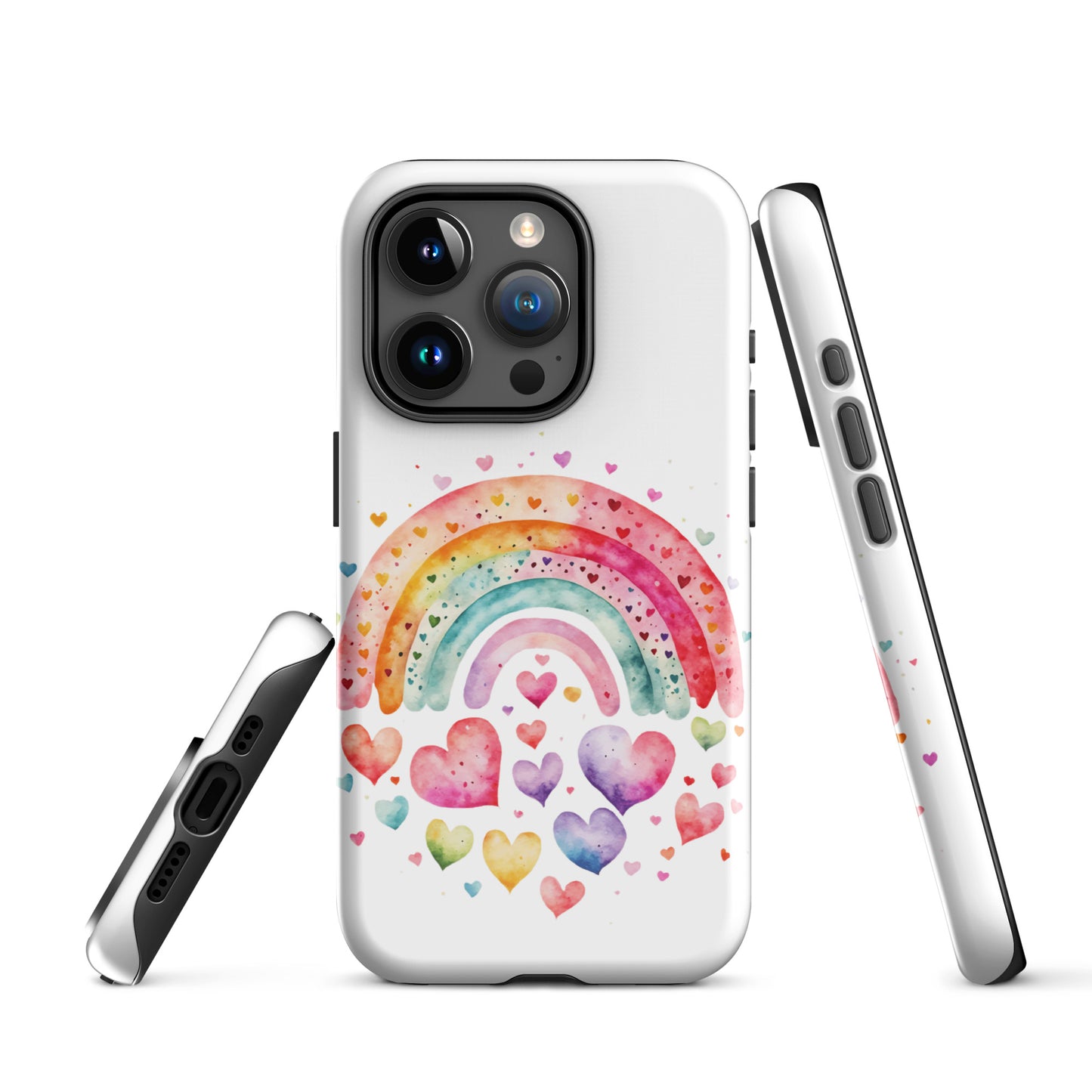 Tough Case for iPhone® "Rainbows & Hearts" Falling Hearts