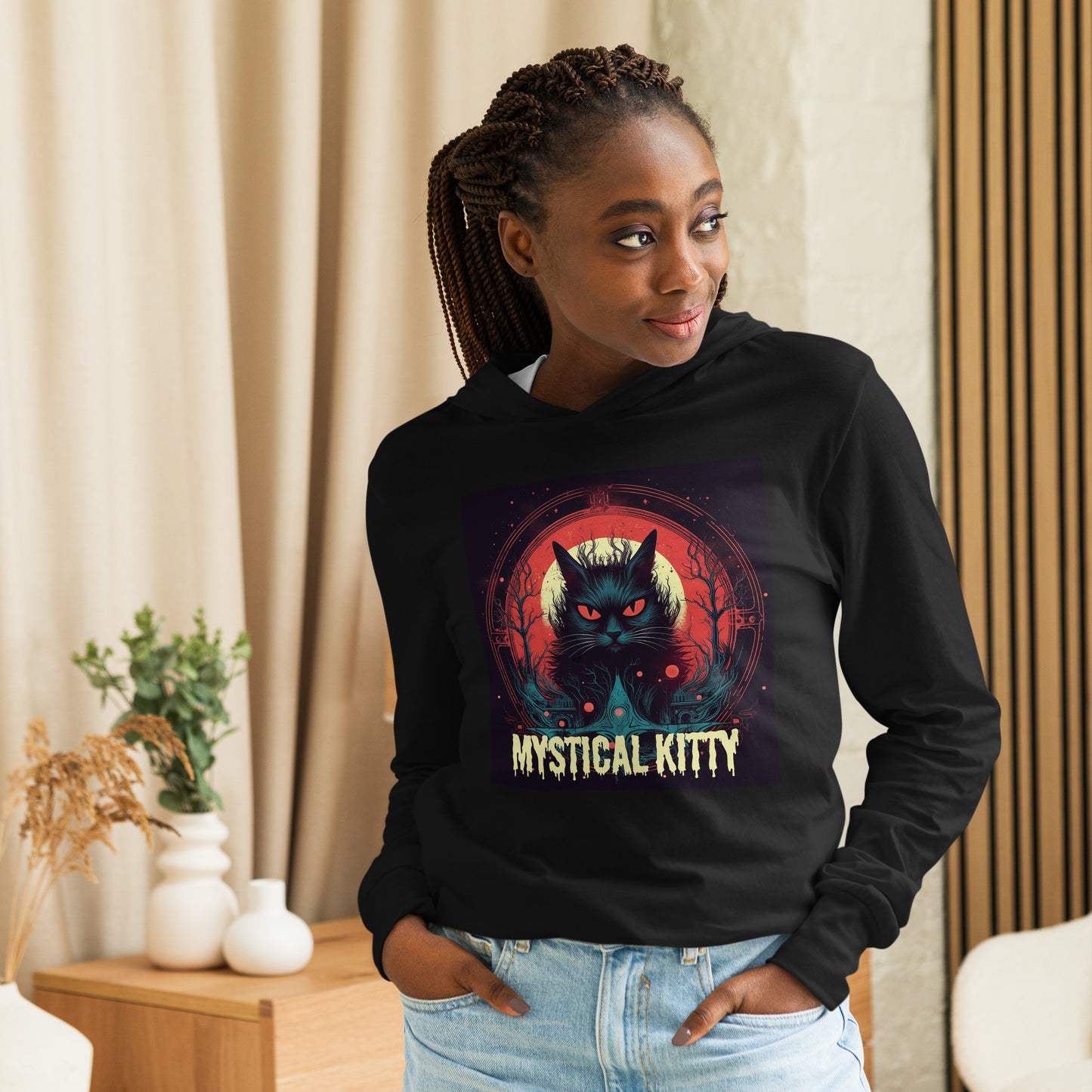 Mystical Kitty - Hooded long-sleeve tee