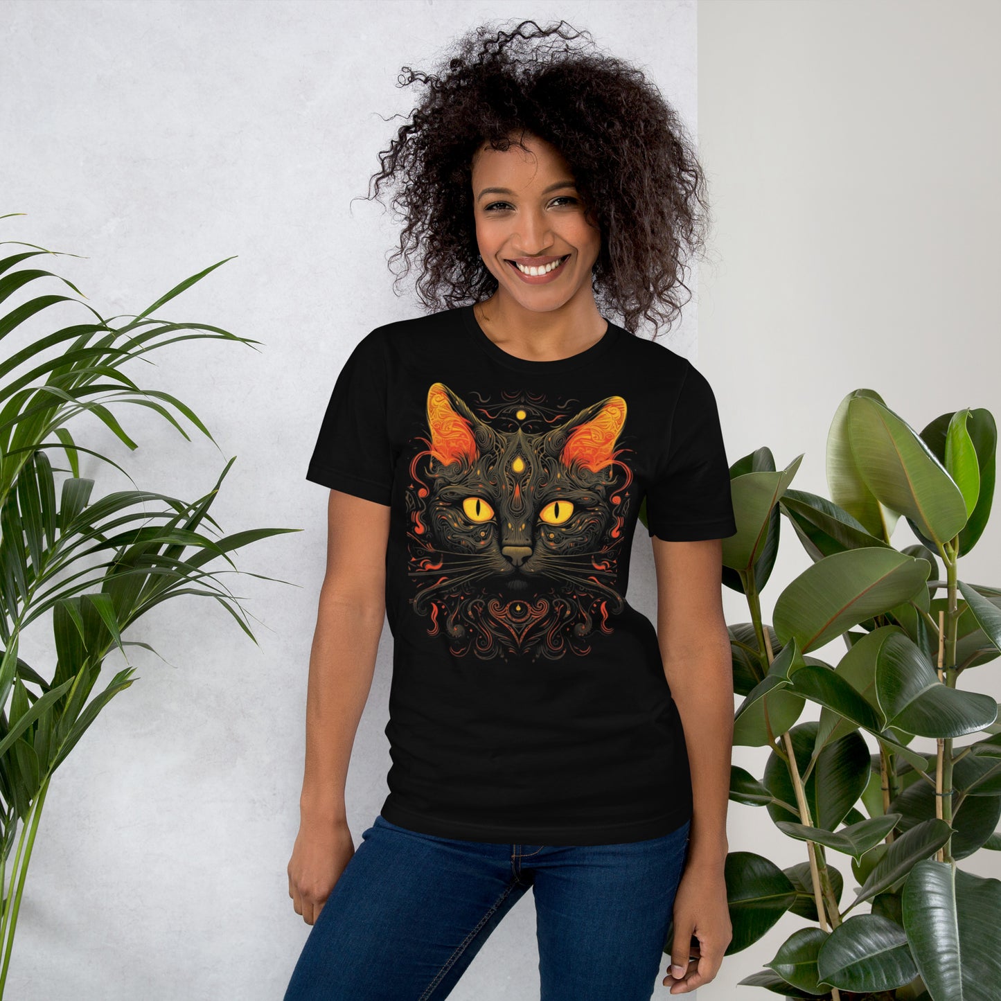 Unisex t-shirt, Black Cat, named Luna