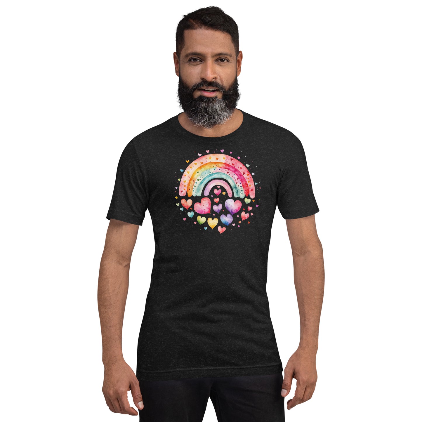 Unisex t-shirt  "Rainbows & Hearts" Falling Hearts