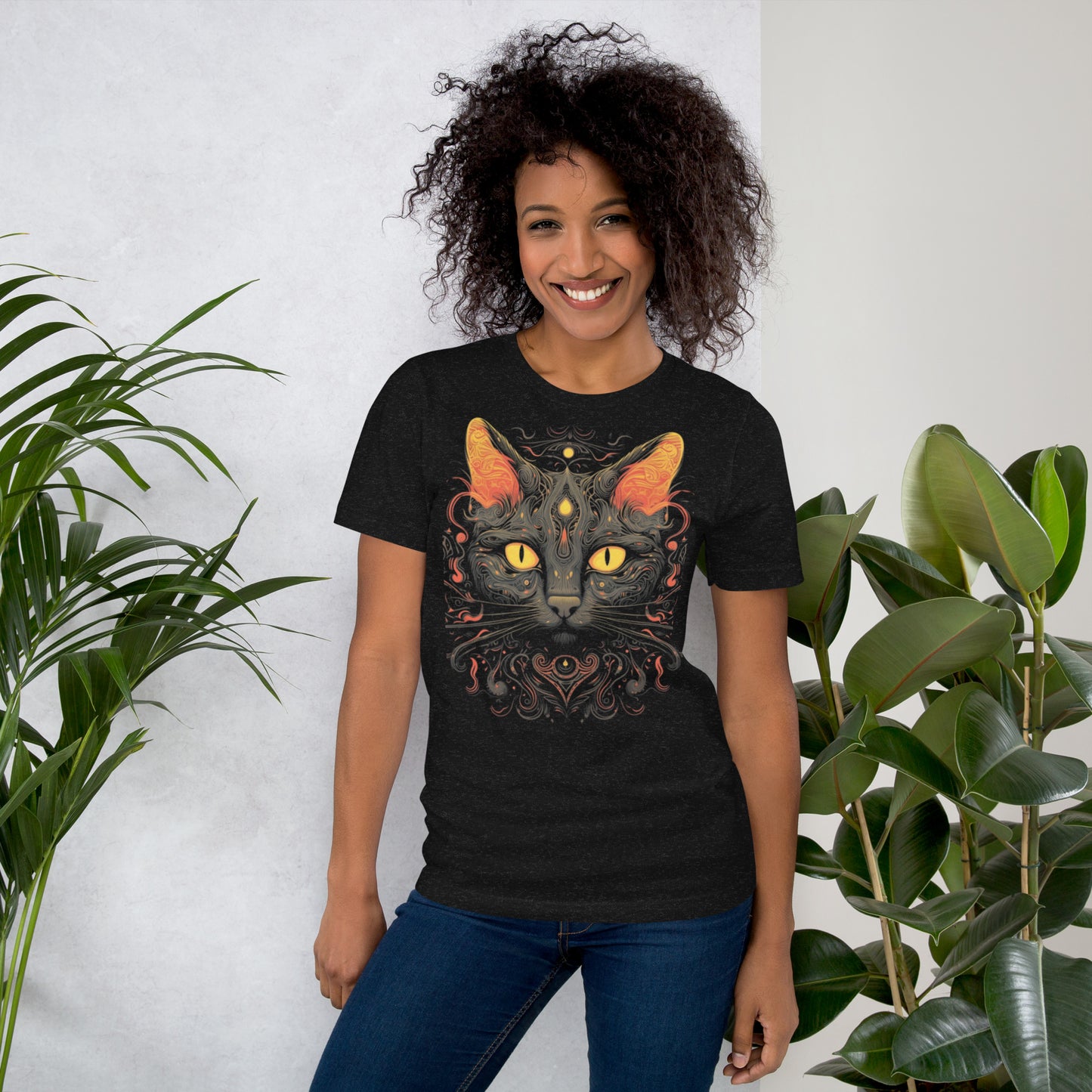 Unisex t-shirt, Black Cat, named Luna