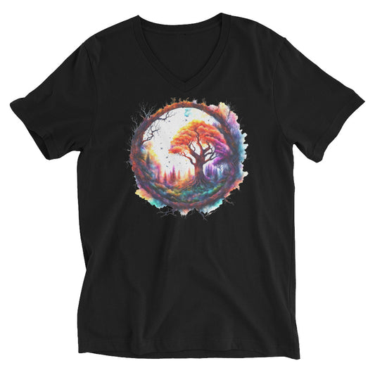 Tree Circle Unisex Short Sleeve V-Neck T-Shirt