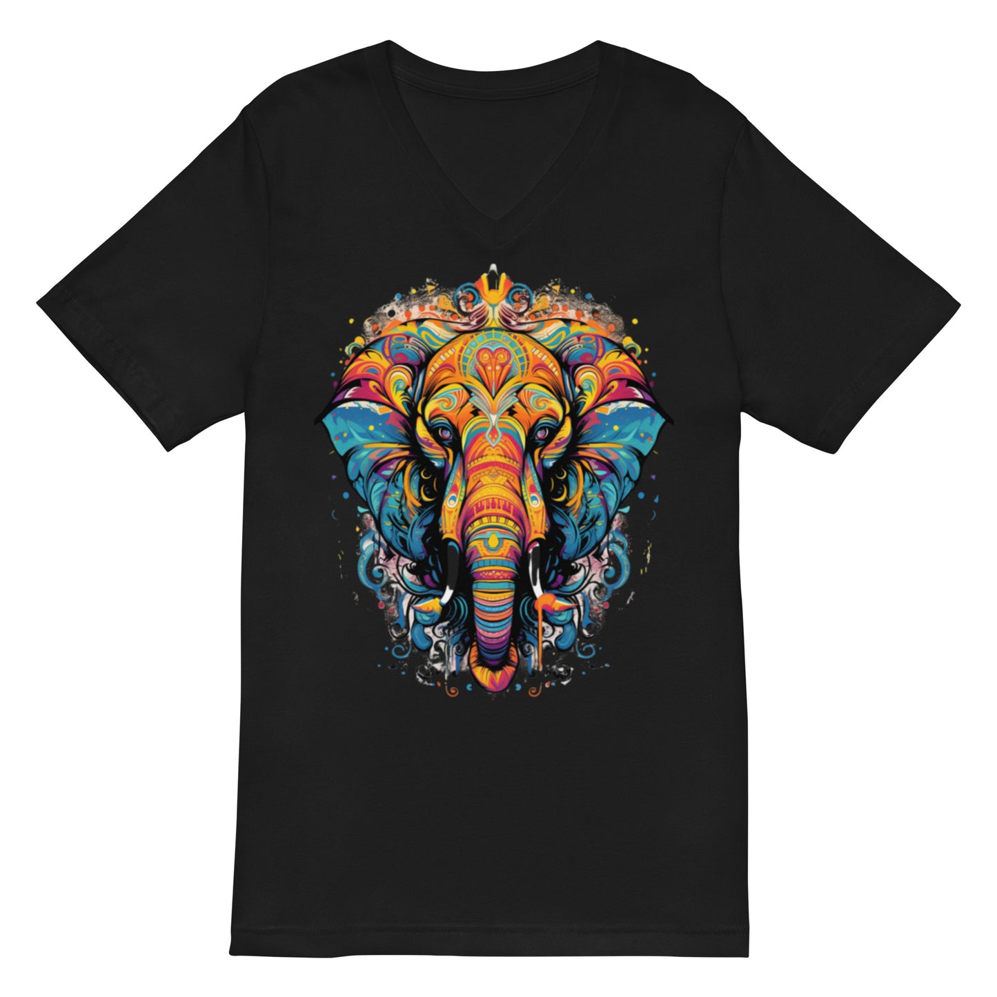 Unisex Short Sleeve V-Neck T-Shirt BOHO Elephant 02