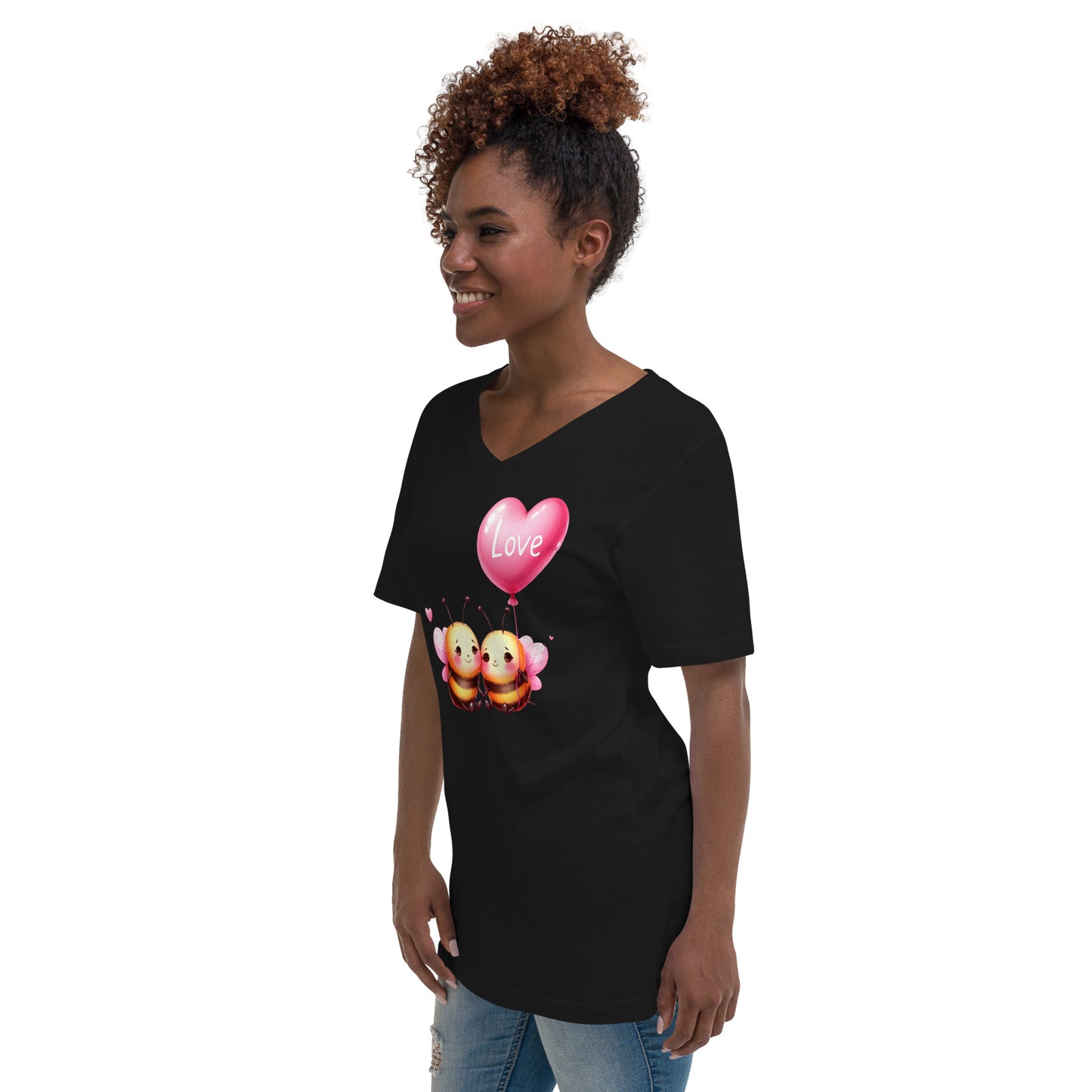 Kawaii Animals Bee Love - Unisex Short Sleeve V-Neck T-Shirt