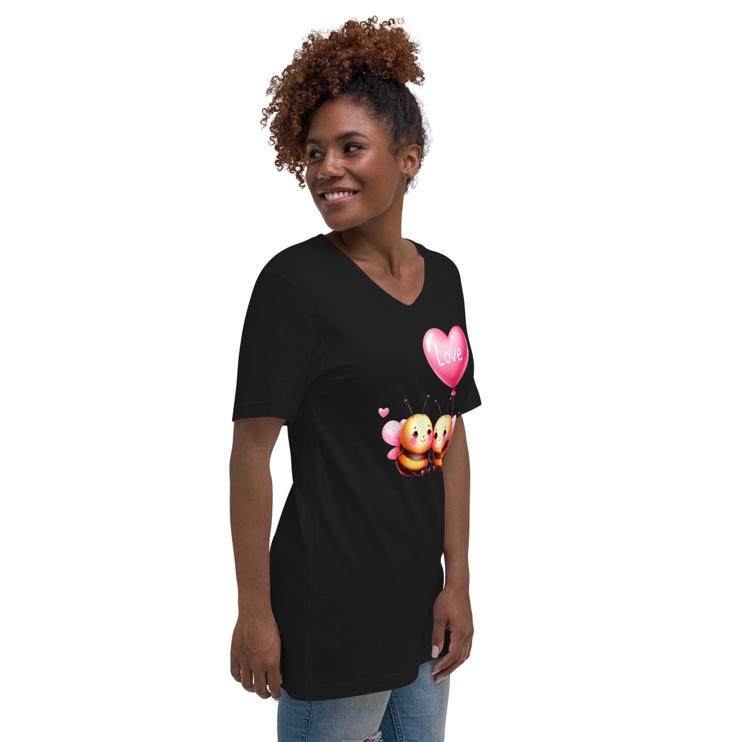 Kawaii Animals Bee Love - Unisex Short Sleeve V-Neck T-Shirt