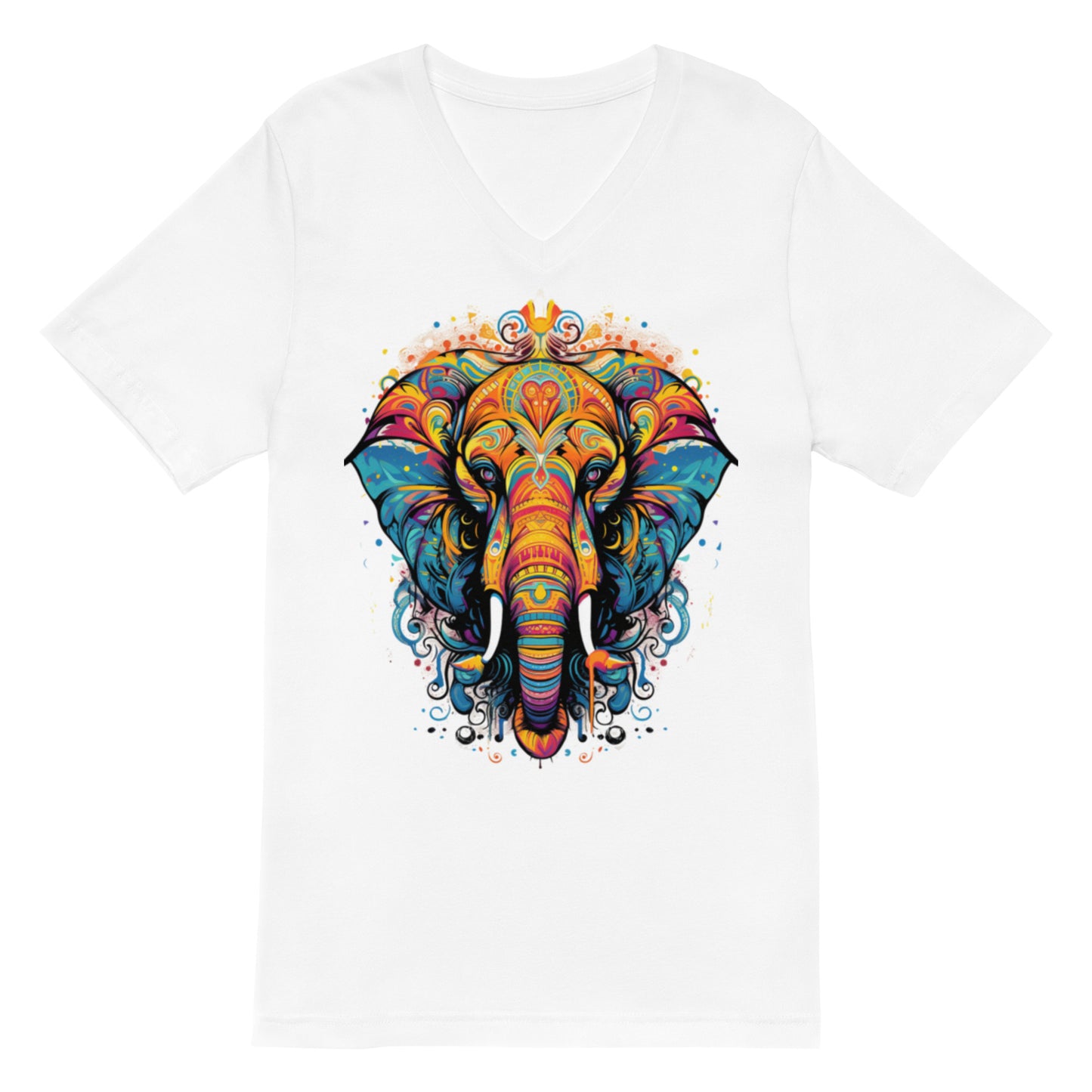 Unisex Short Sleeve V-Neck T-Shirt BOHO Elephant 02