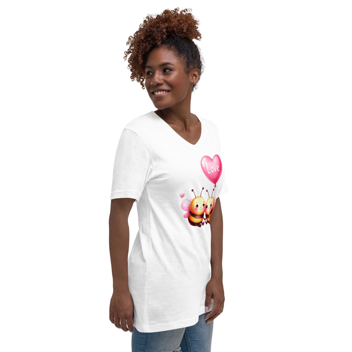 Kawaii Animals Bee Love - Unisex Short Sleeve V-Neck T-Shirt