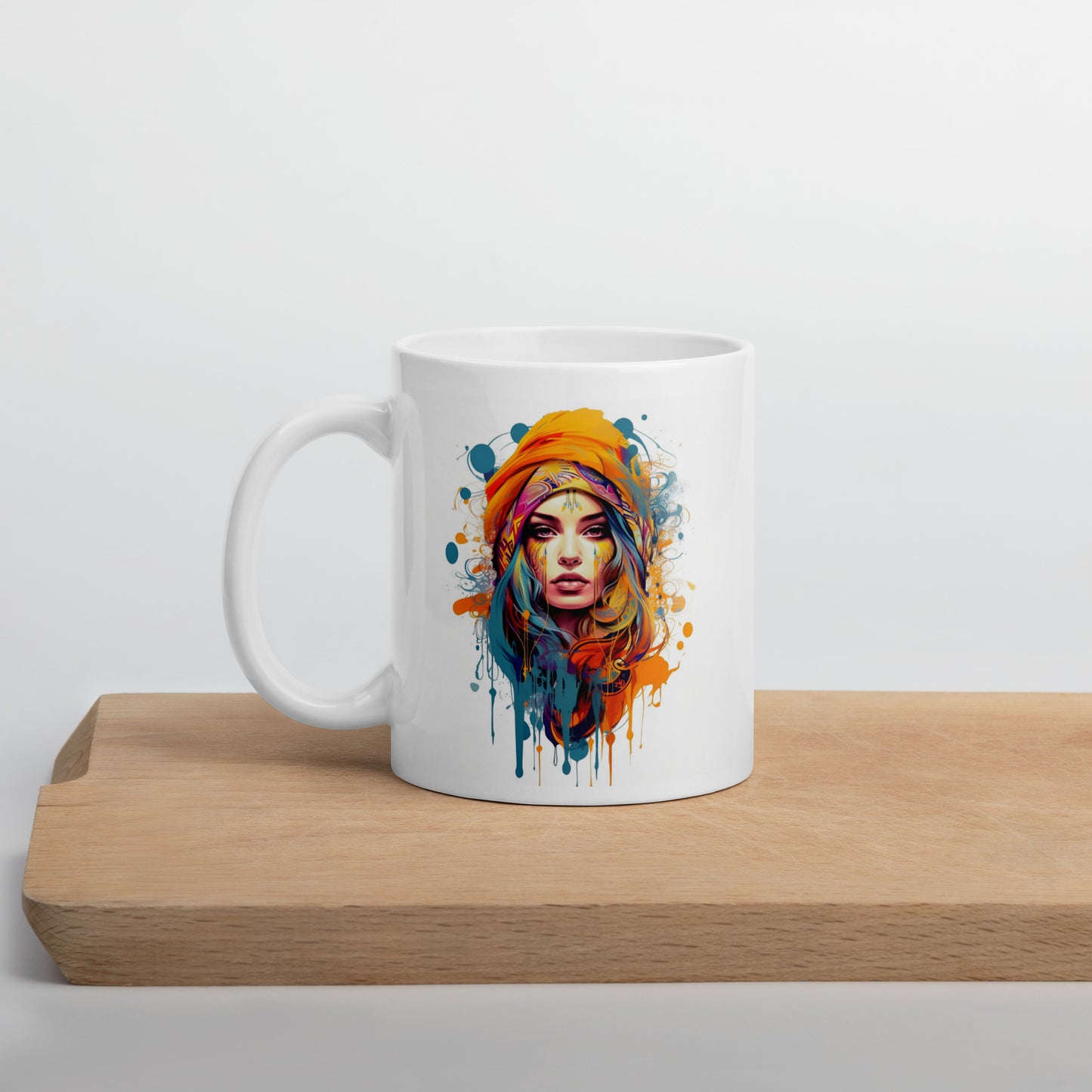 White glossy mug Arabian Dreaming BOHO