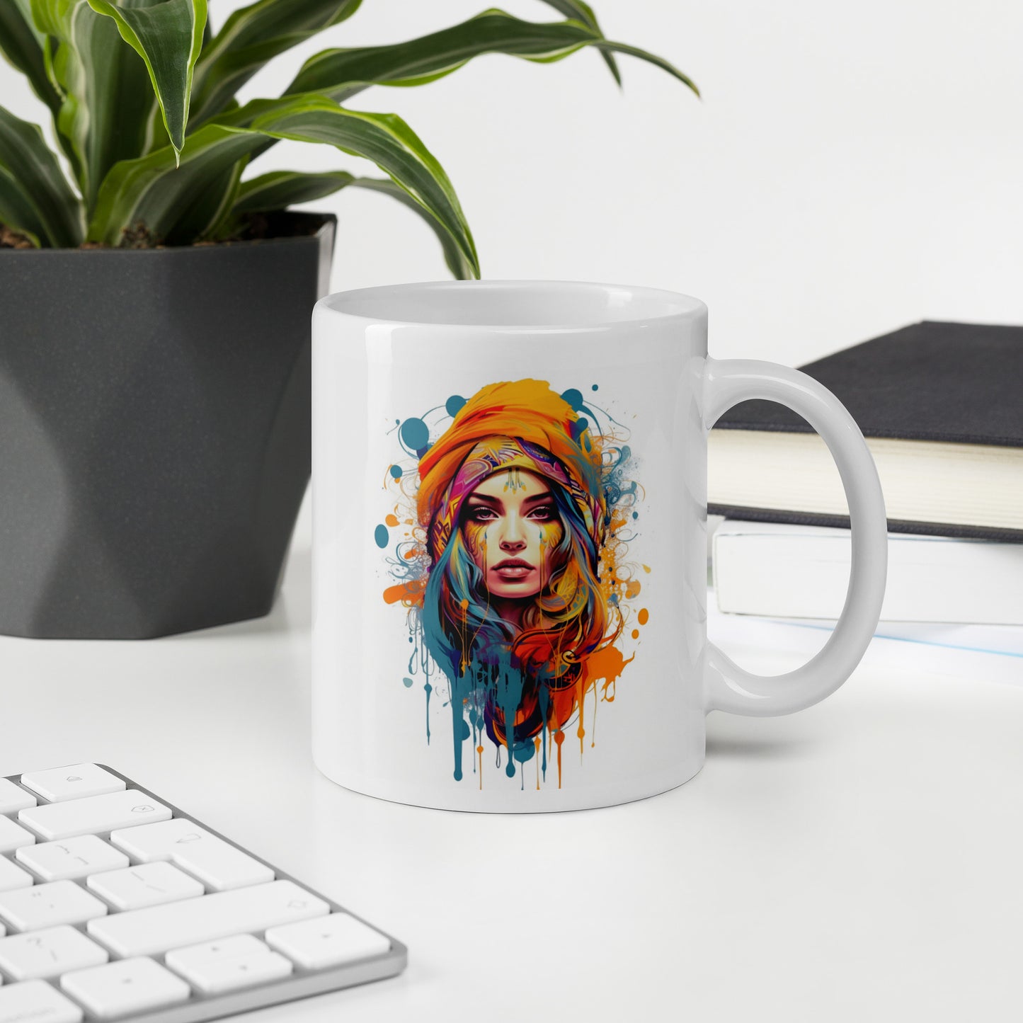 White glossy mug Arabian Dreaming BOHO