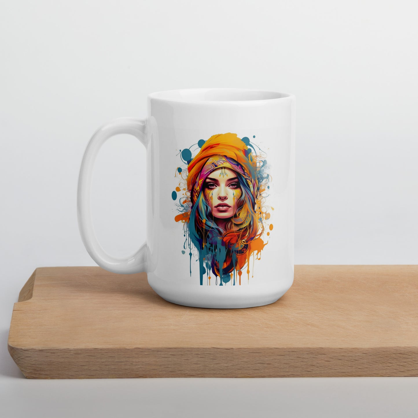 White glossy mug Arabian Dreaming BOHO