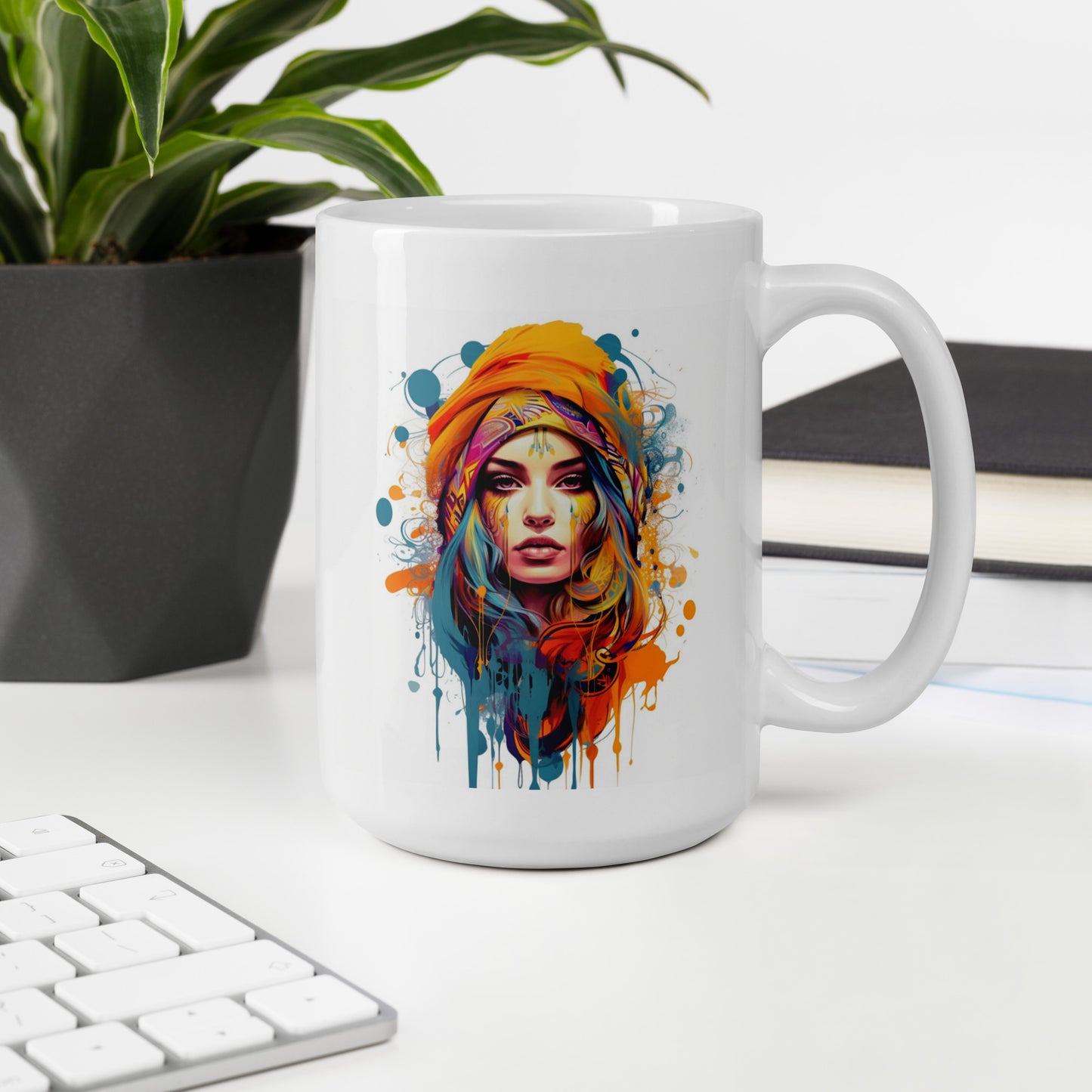 White glossy mug Arabian Dreaming BOHO