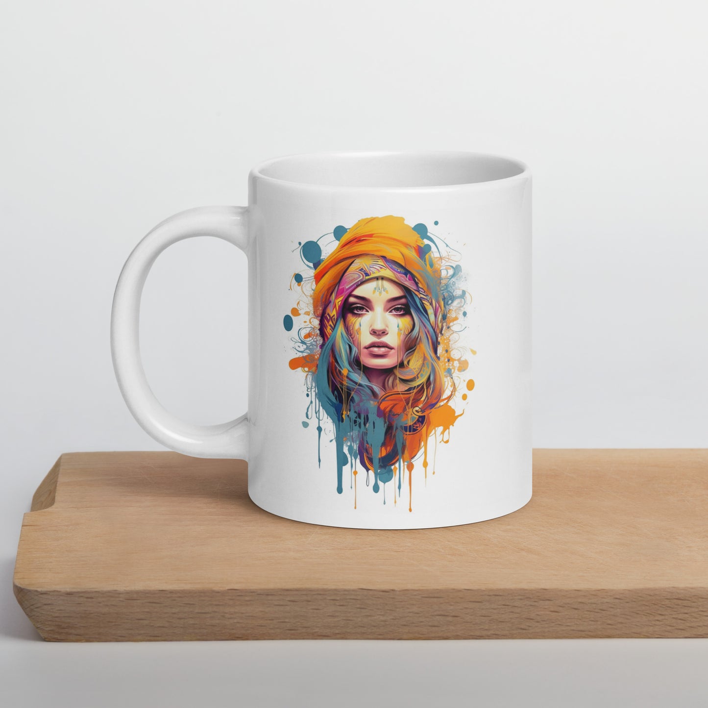 White glossy mug Arabian Dreaming BOHO